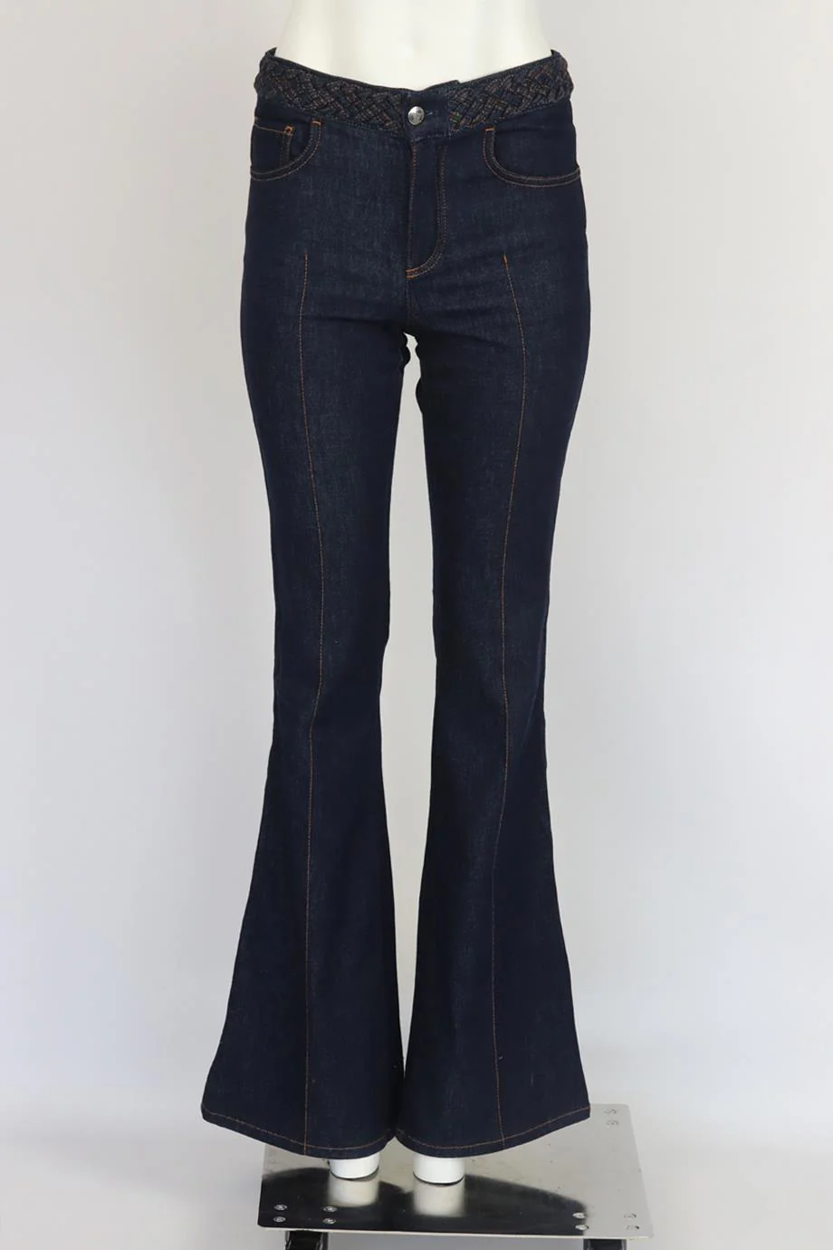 CHLOÉ BRAIDED HIGH RISE FLARED DENIM JEANS FR 36 UK 8 - Image 2