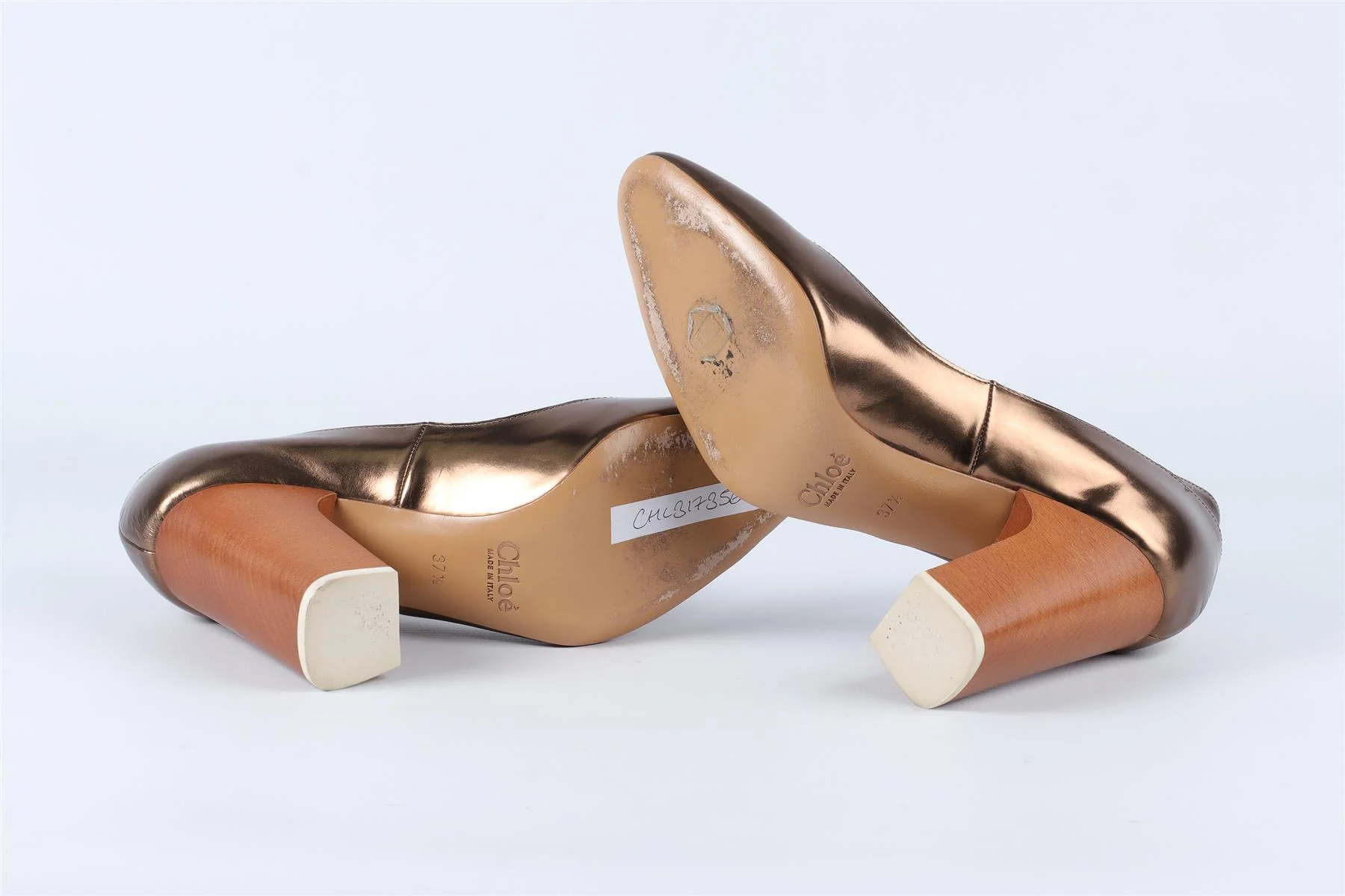 CHLOÉ BRONZE LEATHER PUMPS EU 37.5 UK 4.5 US 7.5 - Image 6