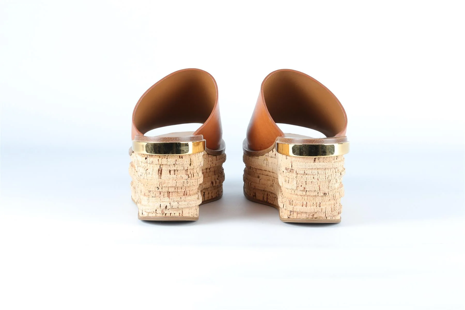 CHLOÉ BROWN LEATHER WEDGE MULES EU 38.5 UK 5.5 US 8.5 - Image 5