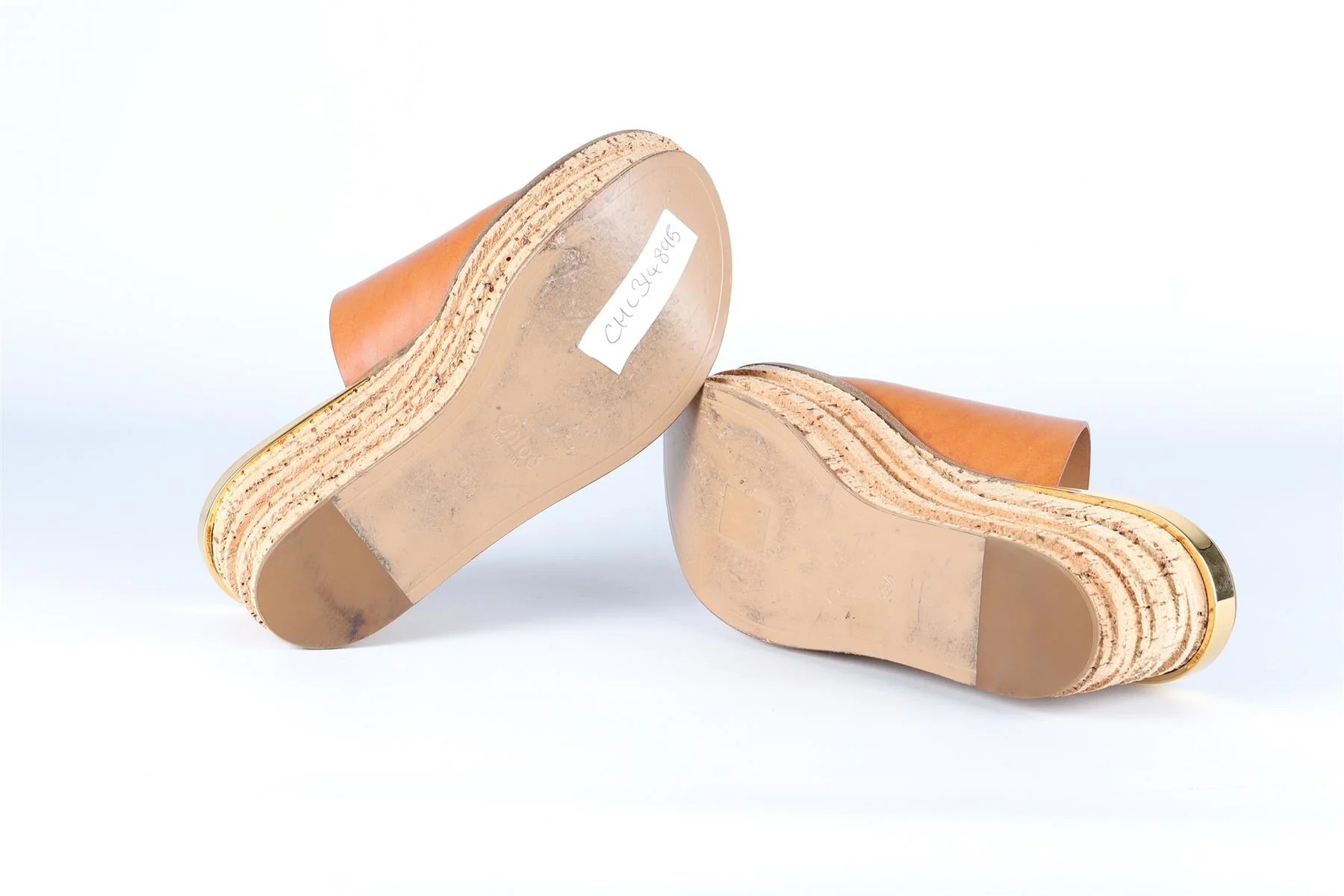 CHLOÉ BROWN LEATHER WEDGE MULES EU 38.5 UK 5.5 US 8.5 - Image 6