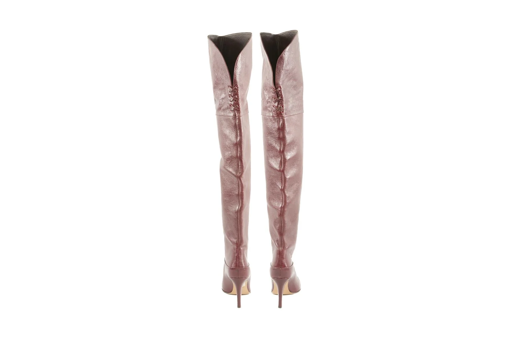 CHLOÉ BURGUNDY LEATHER OVER THE KNEE BOOTS EU 39 UK 6 US 9 - Image 5