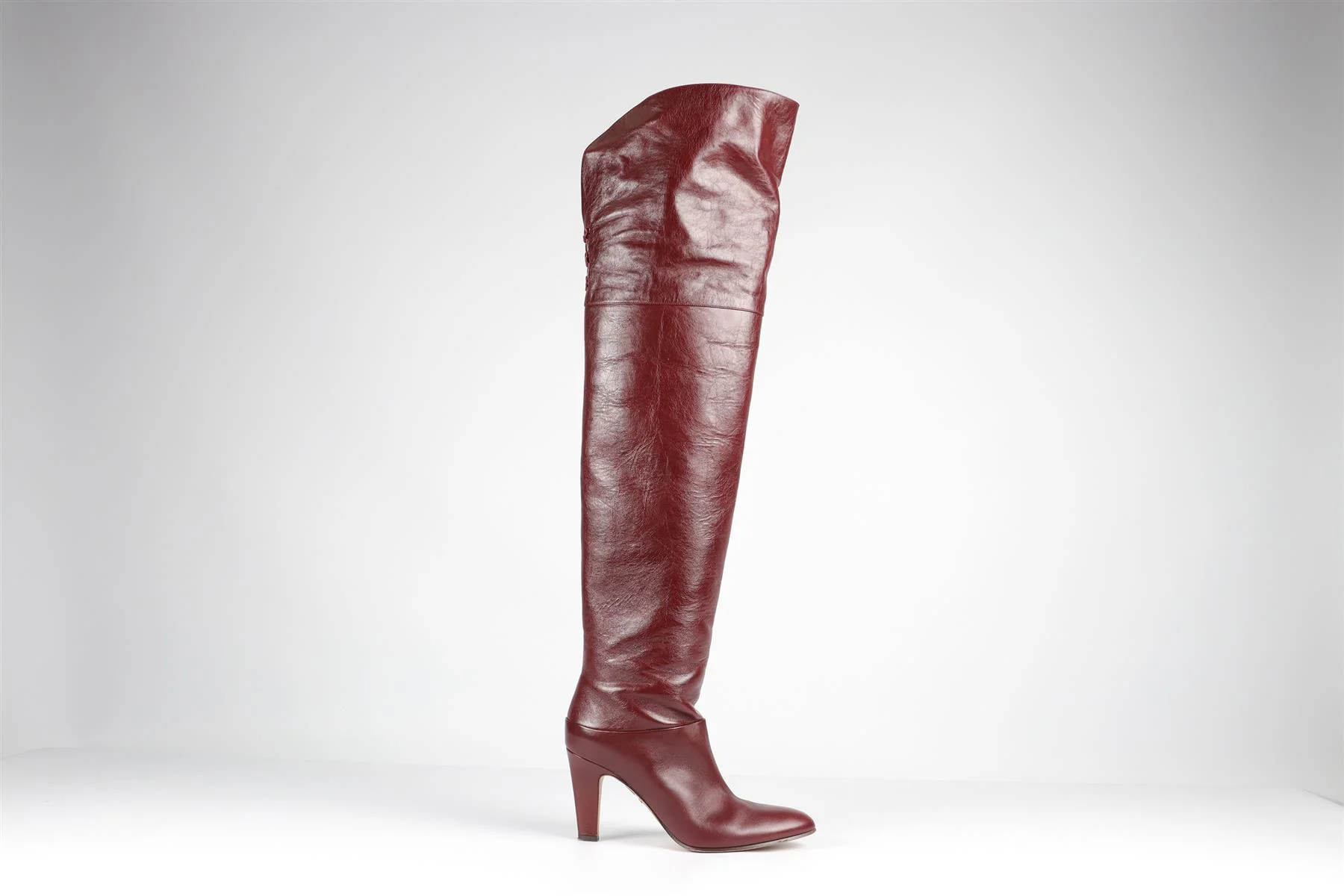 CHLOÉ BURGUNDY LEATHER OVER THE KNEE BOOTS EU 39 UK 6 US 9 - Image 2