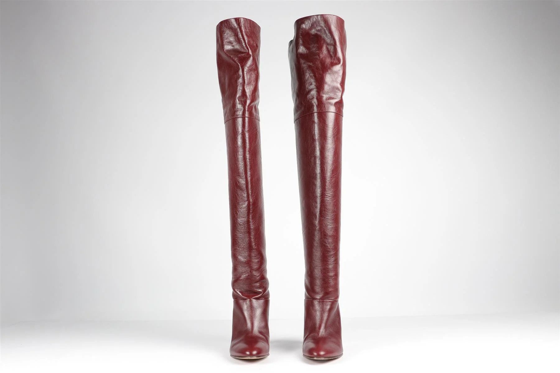 CHLOÉ BURGUNDY LEATHER OVER THE KNEE BOOTS EU 39 UK 6 US 9 - Image 3