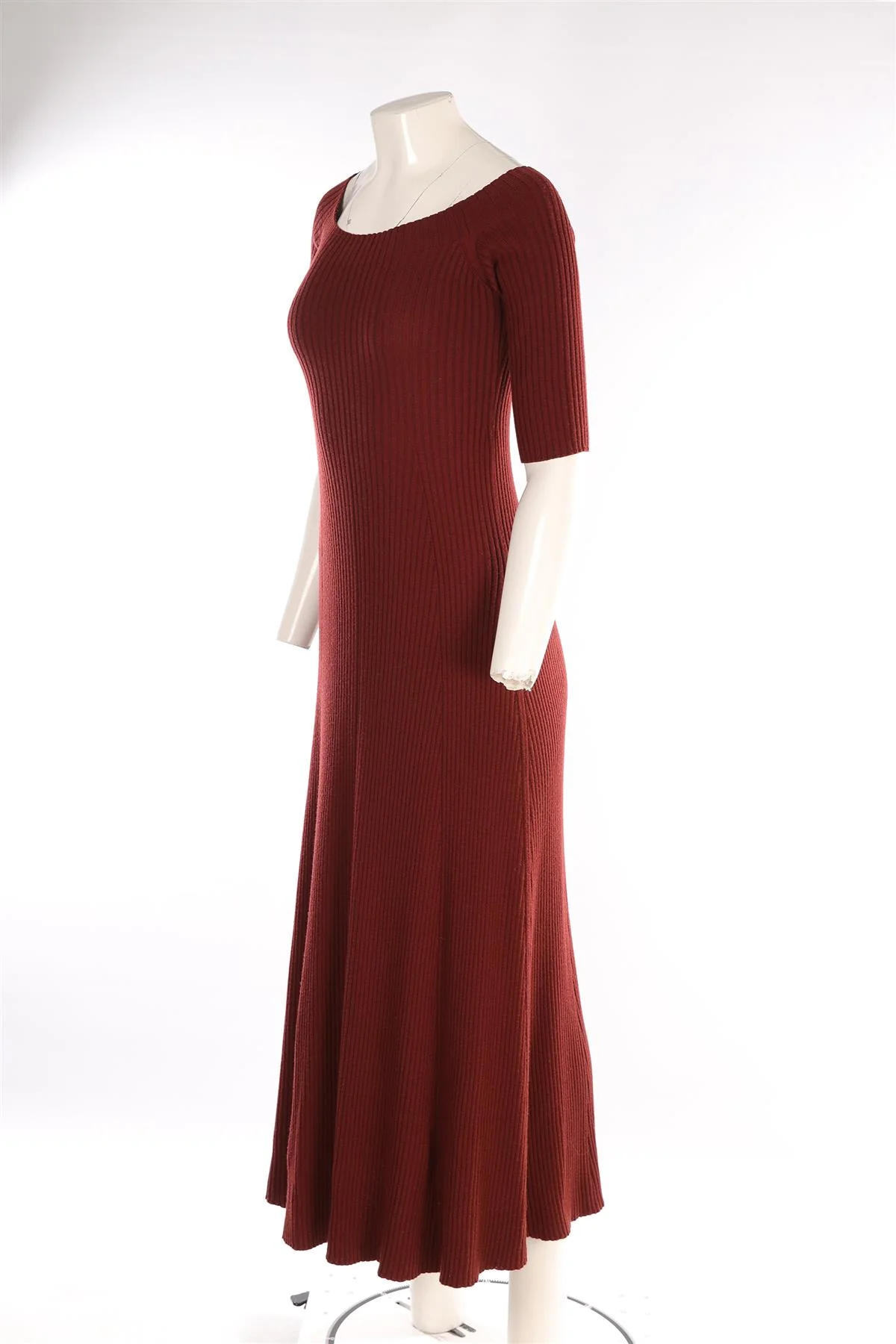 CHLOÉ BURGUNDY WOOL MAXI DRESS MEDIUM - Image 3