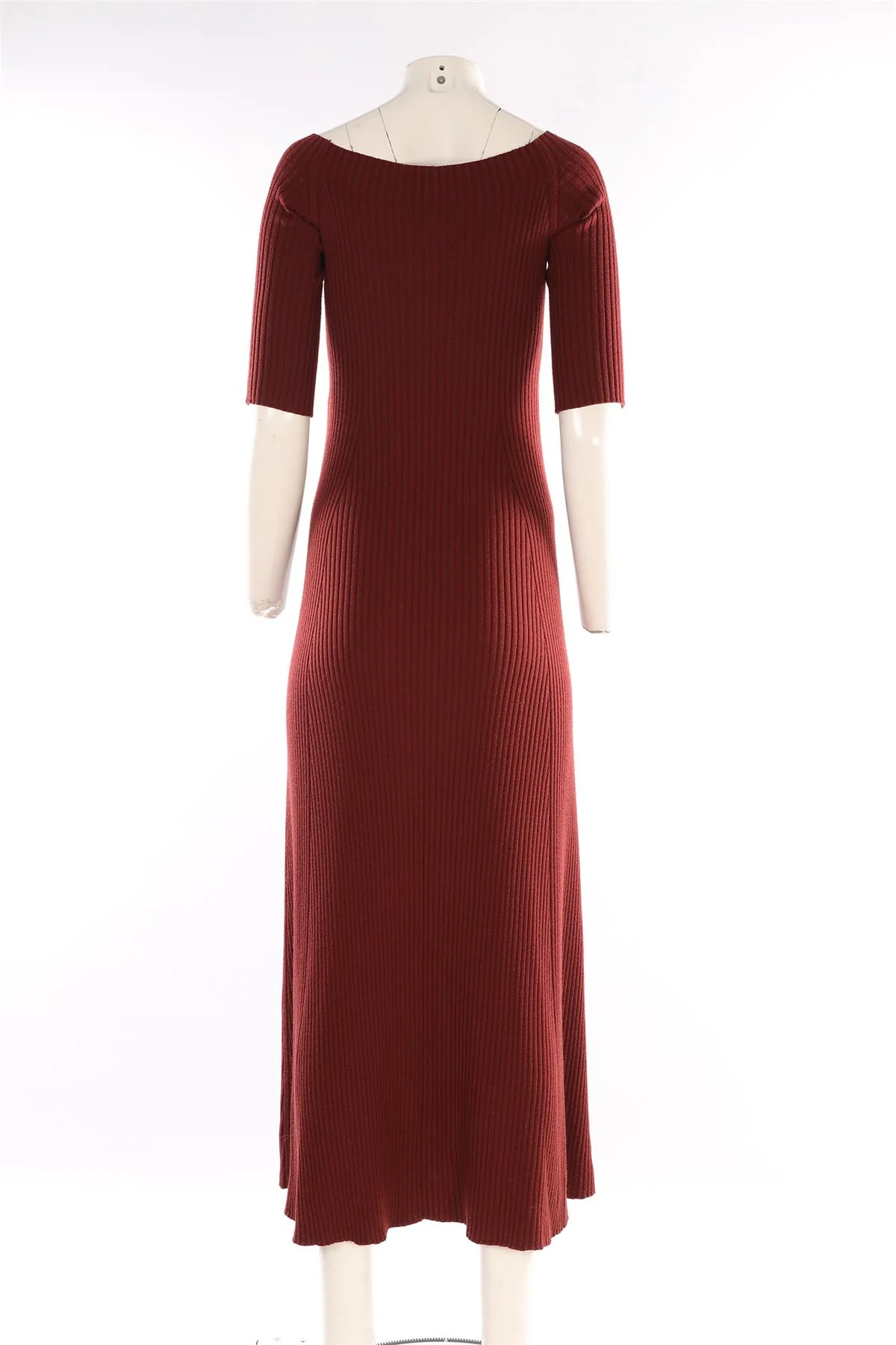 CHLOÉ BURGUNDY WOOL MAXI DRESS MEDIUM - Image 4