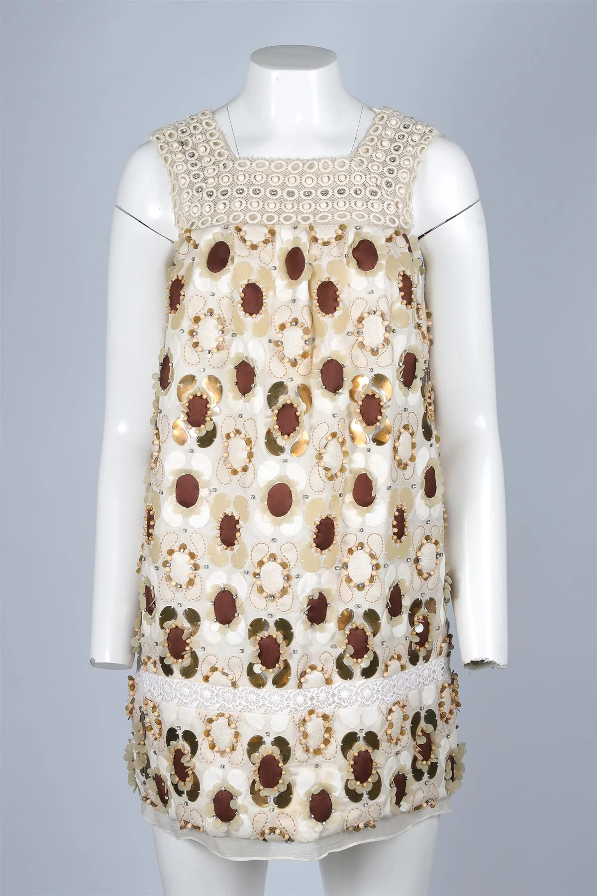 CHLOÉ CREAM 2007 SILK MINI DRESS FR 36 UK 8 - Image 2
