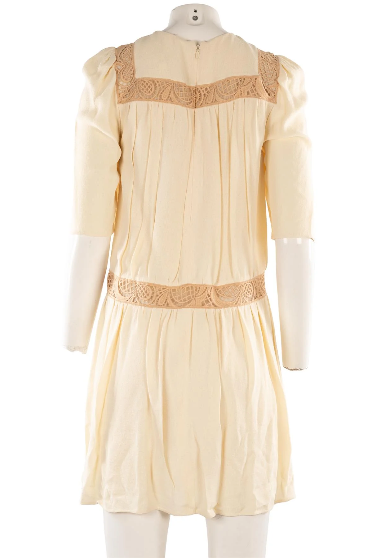 CHLOÉ CREAM CREPE MINI DRESS FR 36 UK 8 - Image 4