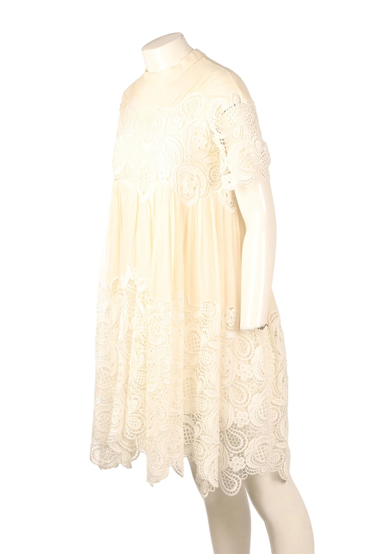 CHLOÉ CREAM SILK MINI DRESS FR 36 UK 8 - Image 3
