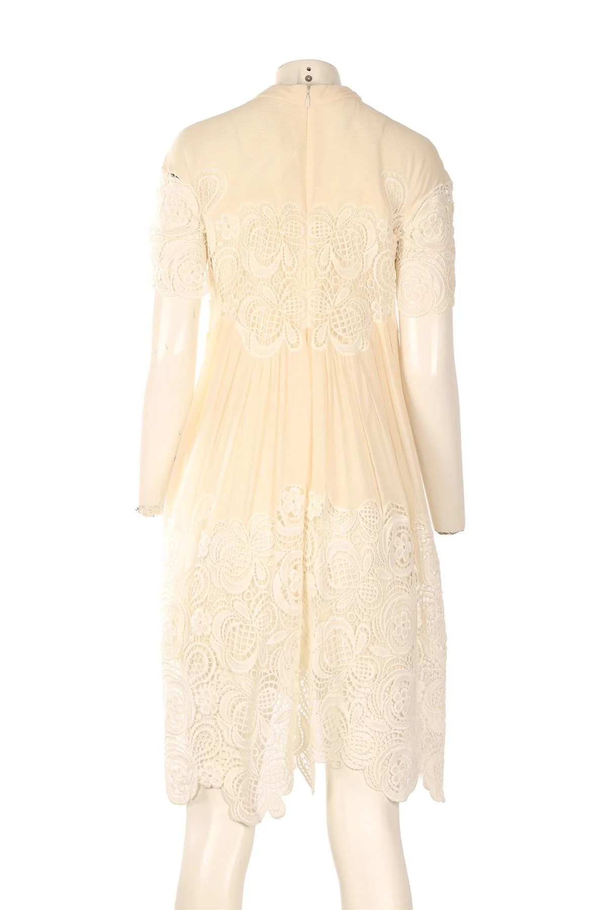 CHLOÉ CREAM SILK MINI DRESS FR 36 UK 8 - Image 4