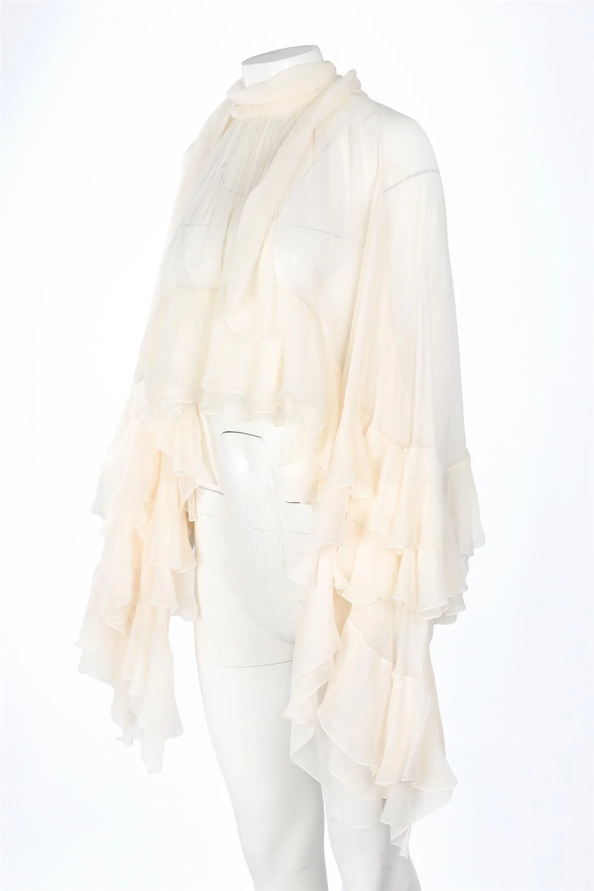 CHLOÉ CREAM SILK TOP FR 36 UK 8 - Image 4