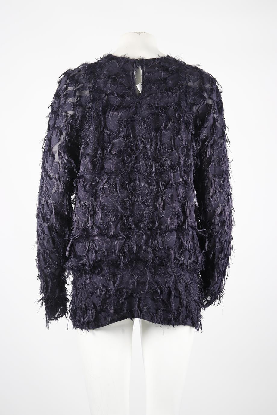 CHLOÉ FRINGED CREPE BLOUSE FR 40 UK 12 - Image 4