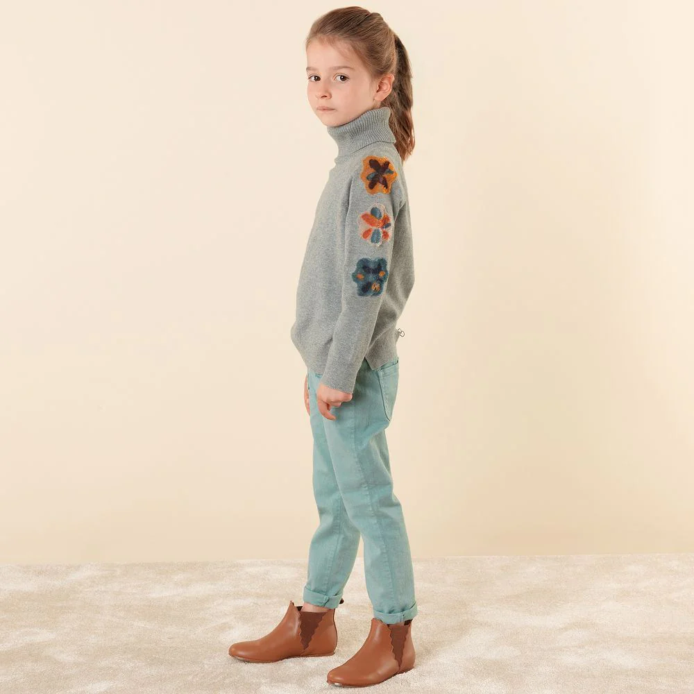 CHLOE GIRLS GREY POLO NECK SWEATER 5 YEARS - Image 5