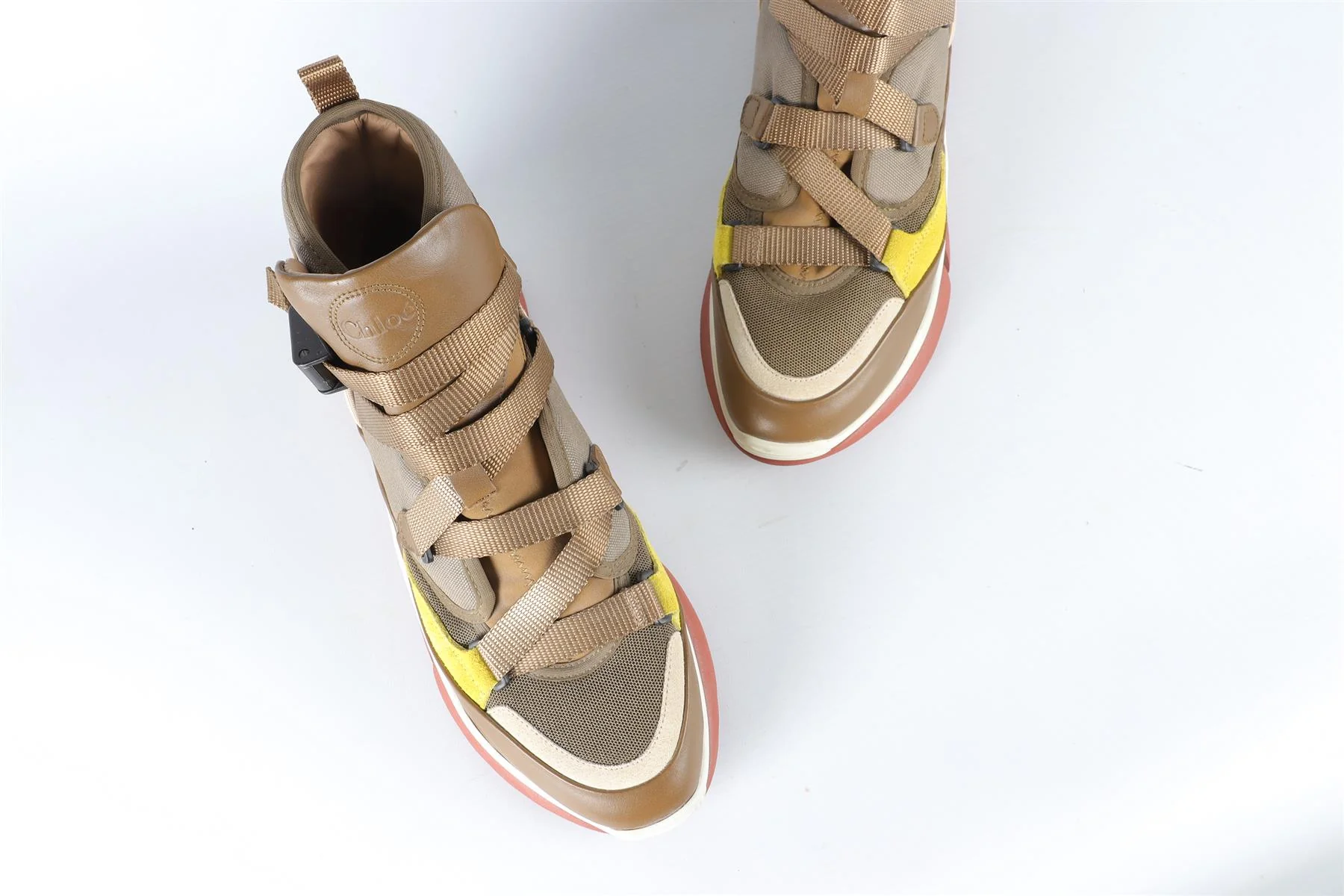 CHLOE GREEN CANVAS AND LEATHER SNEAKERS EU 39 UK 6 US 9 - Image 4