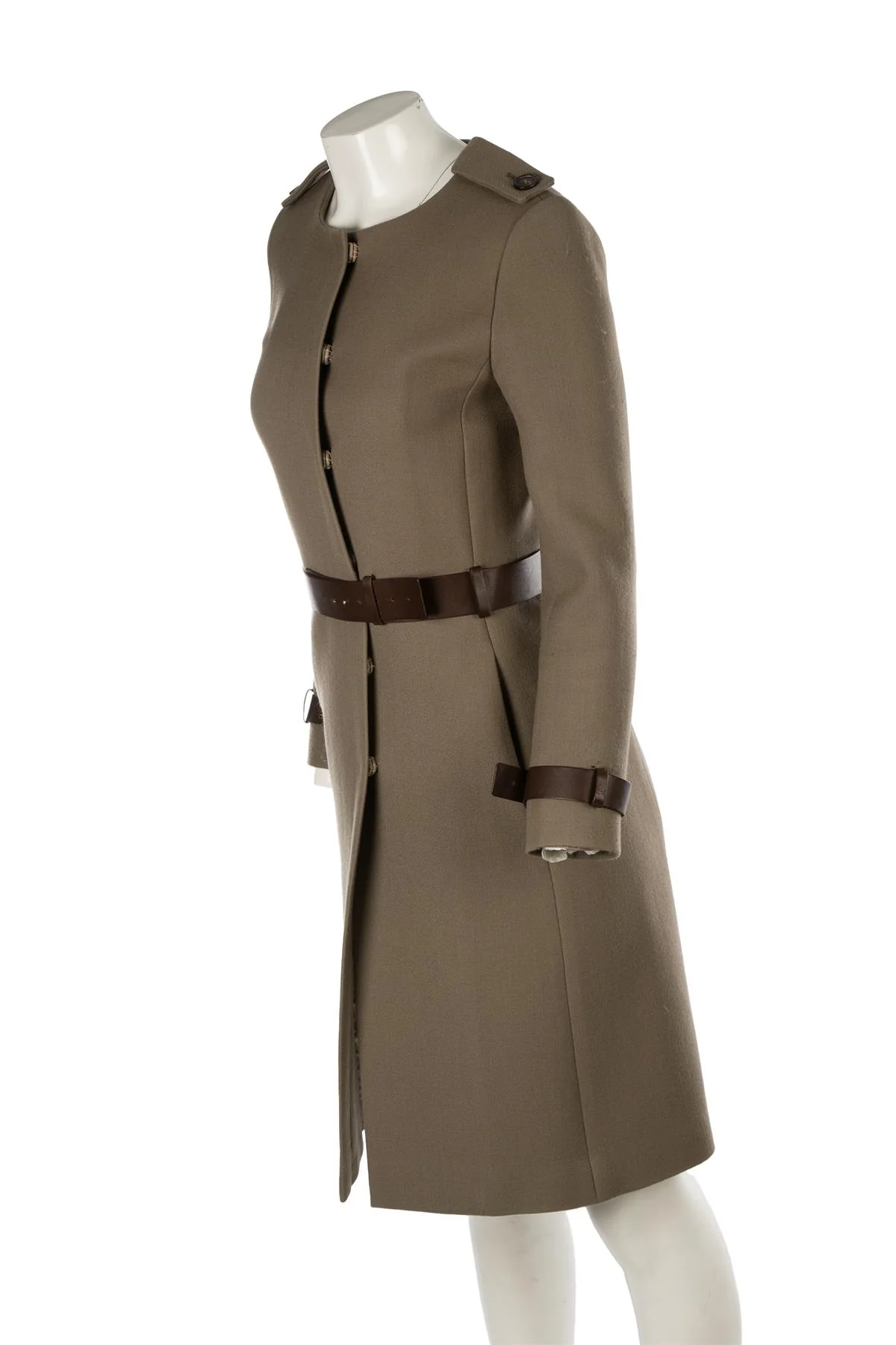 CHLOÉ GREEN WOOL COAT FR 36 - Image 3