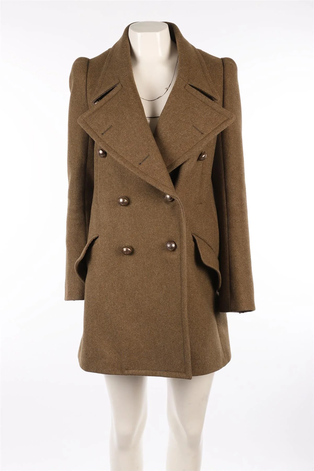CHLOÉ GREEN WOOL COAT FR 36 UK 8 - Image 2