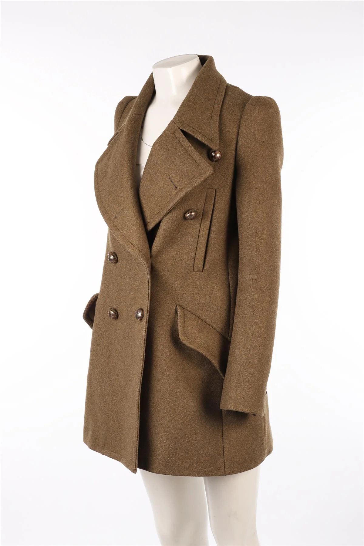 CHLOÉ GREEN WOOL COAT FR 36 UK 8 - Image 3