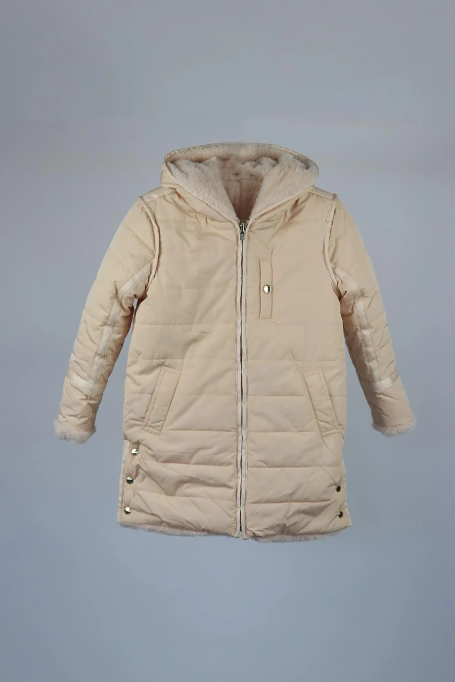 CHLOÉ KIDS GIRLS REVERSIBLE FAUX FUR PADDED COAT 8 YEARS - Image 2