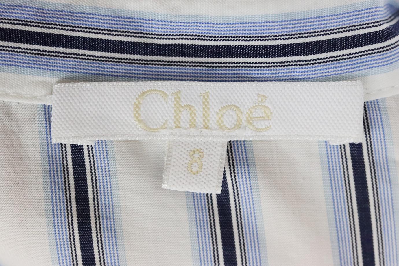 CHLOÉ KIDS GIRLS STRIPPED COTTON PLAYSUIT 8 YEARS - Image 4
