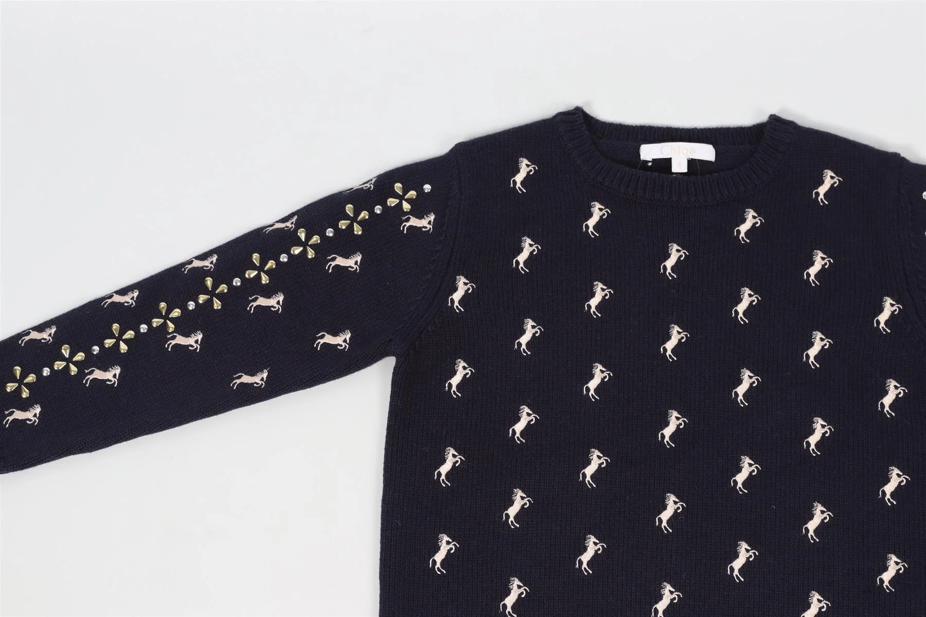 CHLOÉ NAVY KIDS GIRLS COTTON BLEND SWEATER 4 YEARS - Image 3