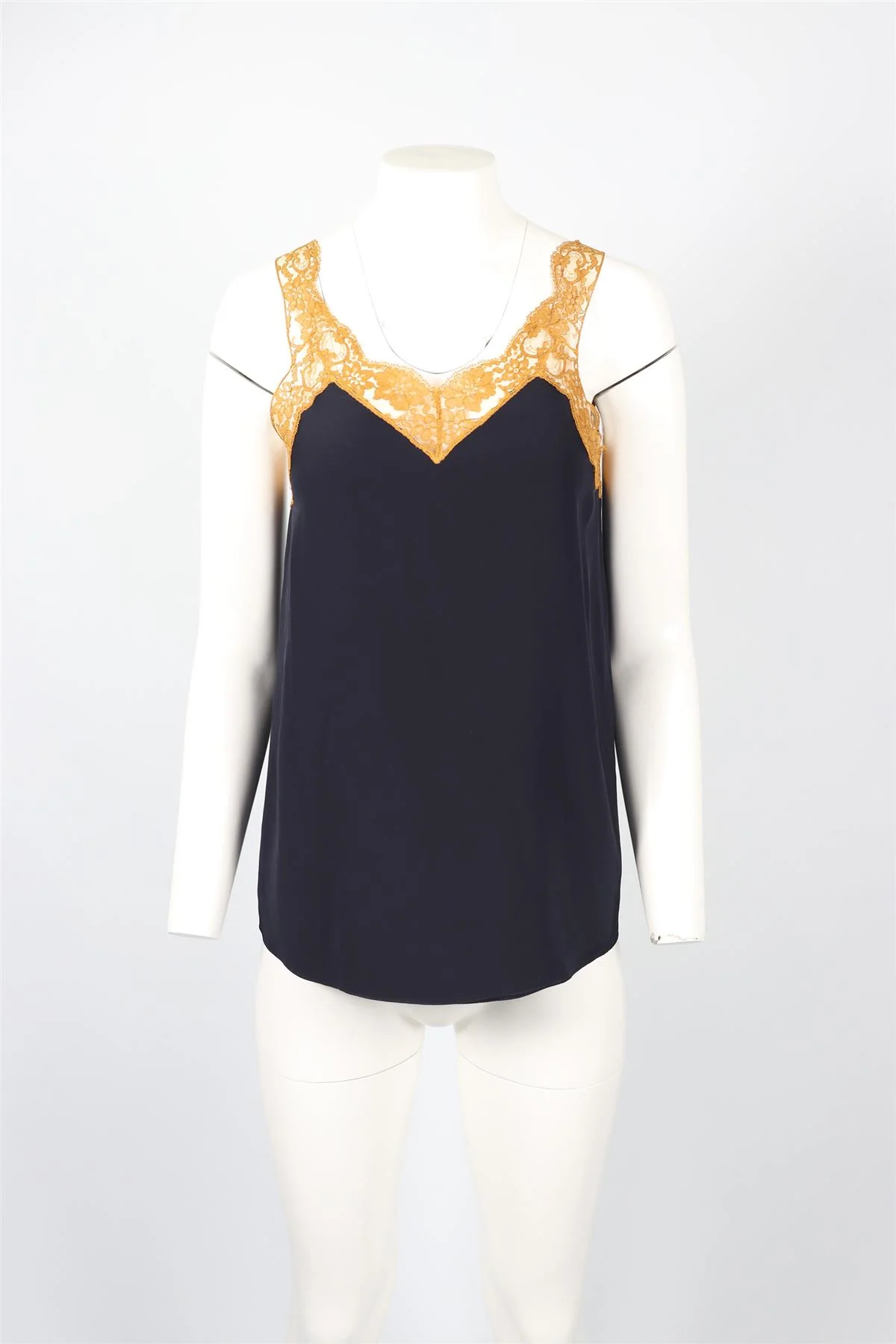 CHLOÉ NAVY LACE AND SILK TOP FR 36 UK 8 - Image 2