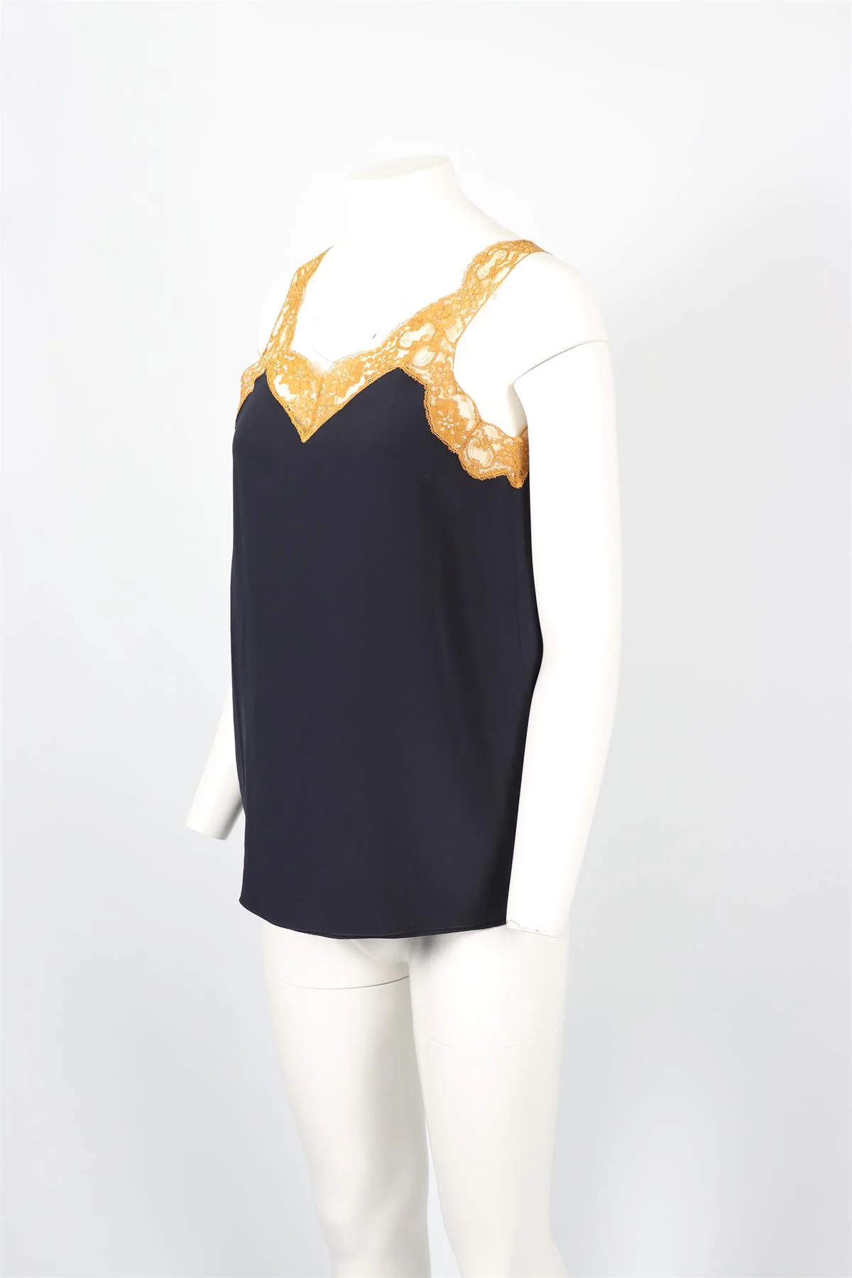 CHLOÉ NAVY LACE AND SILK TOP FR 36 UK 8 - Image 3