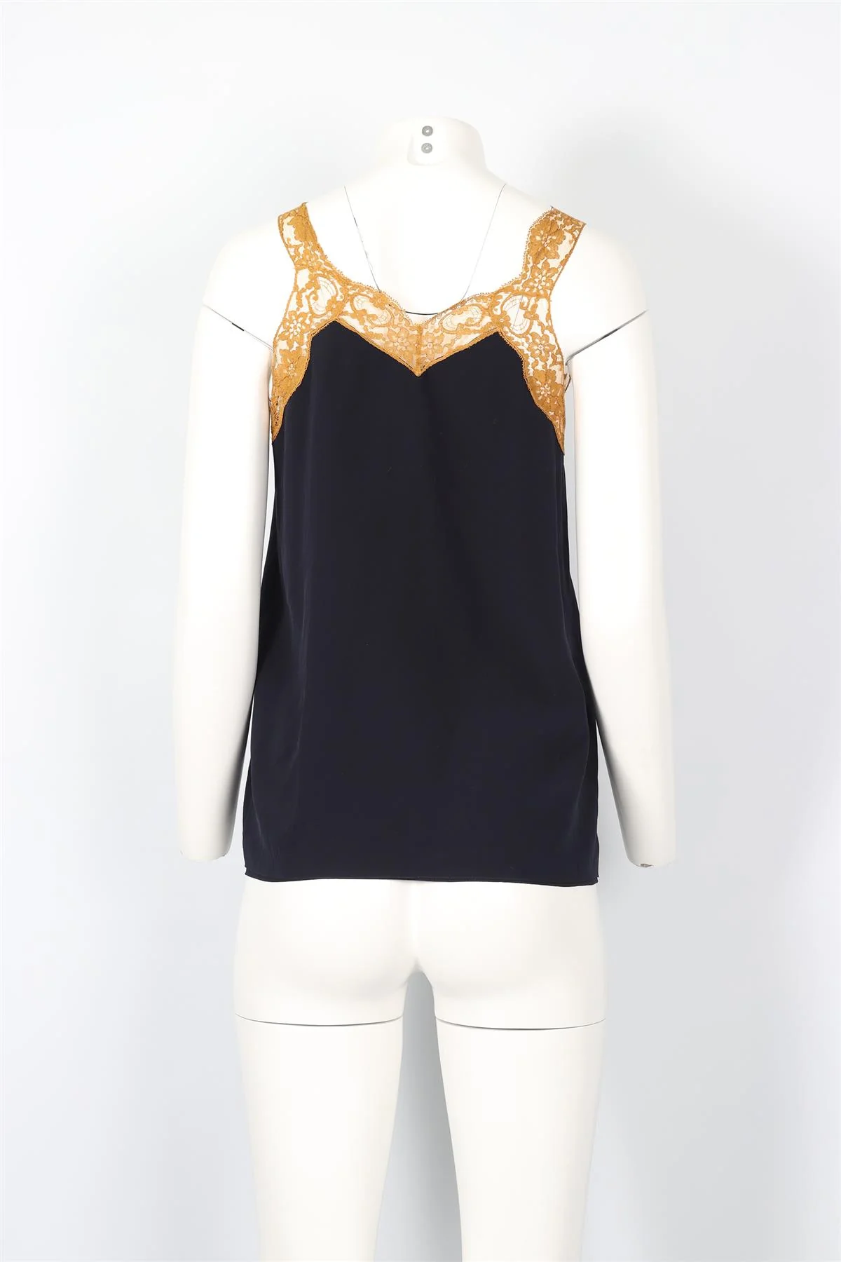 CHLOÉ NAVY LACE AND SILK TOP FR 36 UK 8 - Image 4