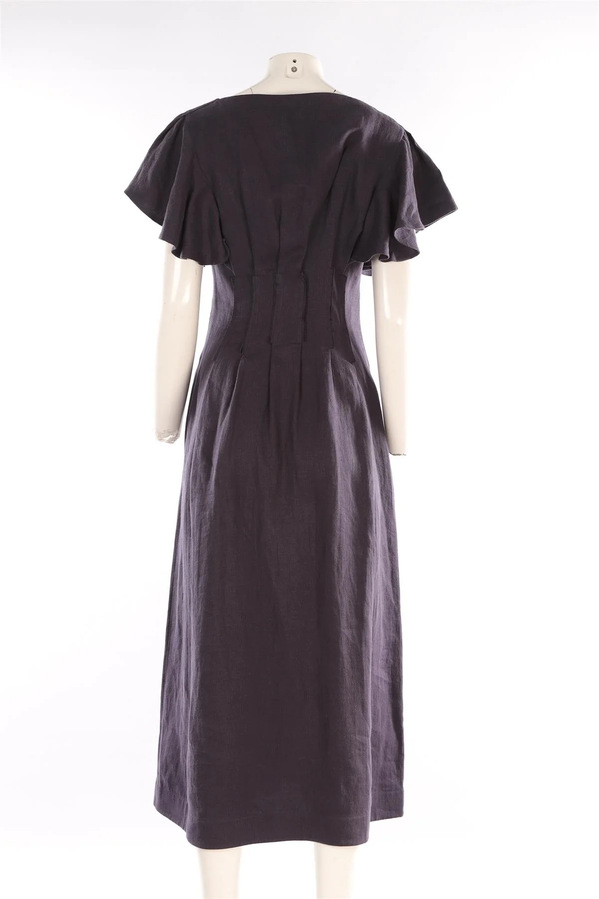 CHLOÉ NAVY LINEN MAXI DRESS FR 36 UK 8 - Image 4