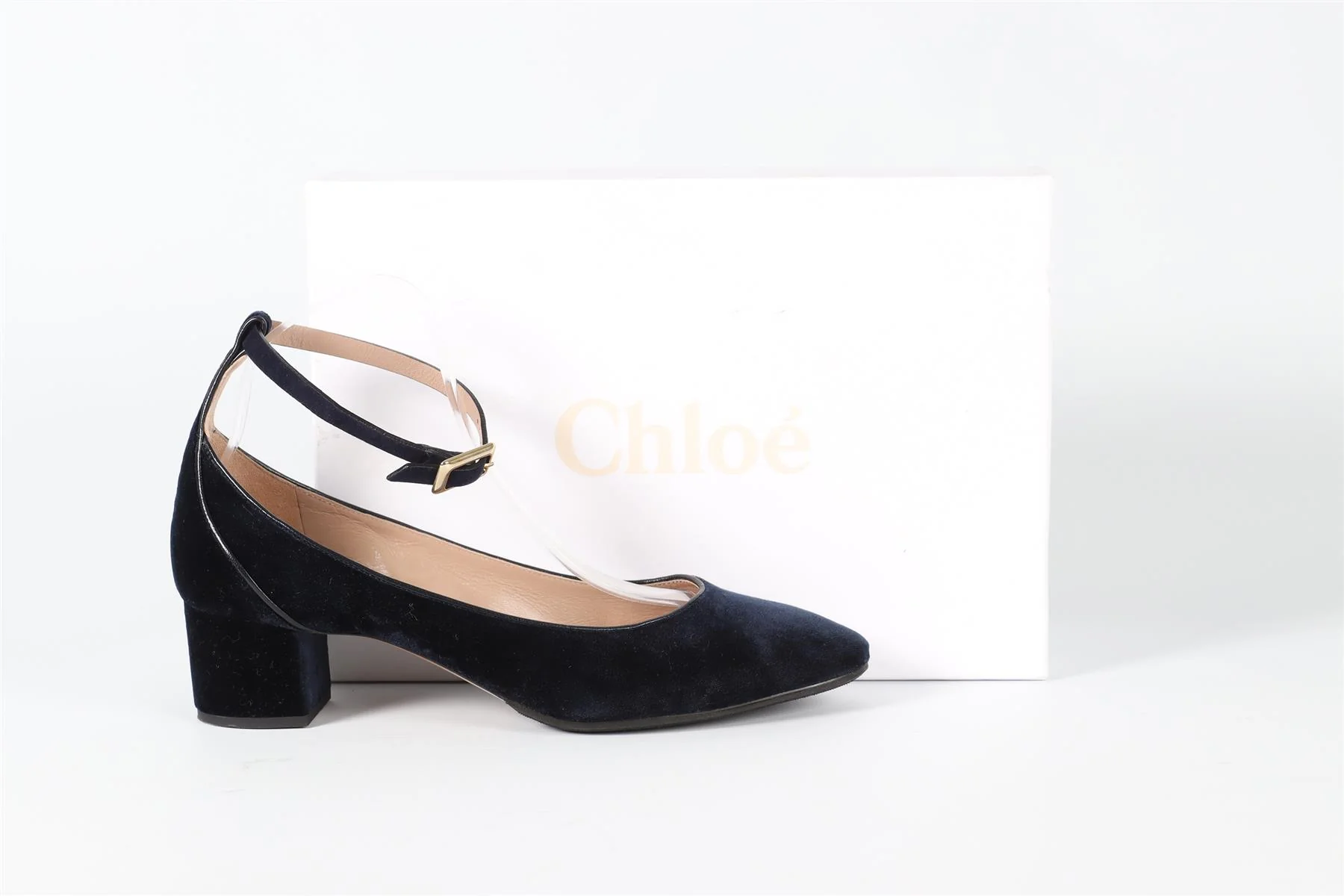 CHLOÈ NAVY VELVET PUMPS EU 39.5 UK 6.5 US 9.5 - Image 6