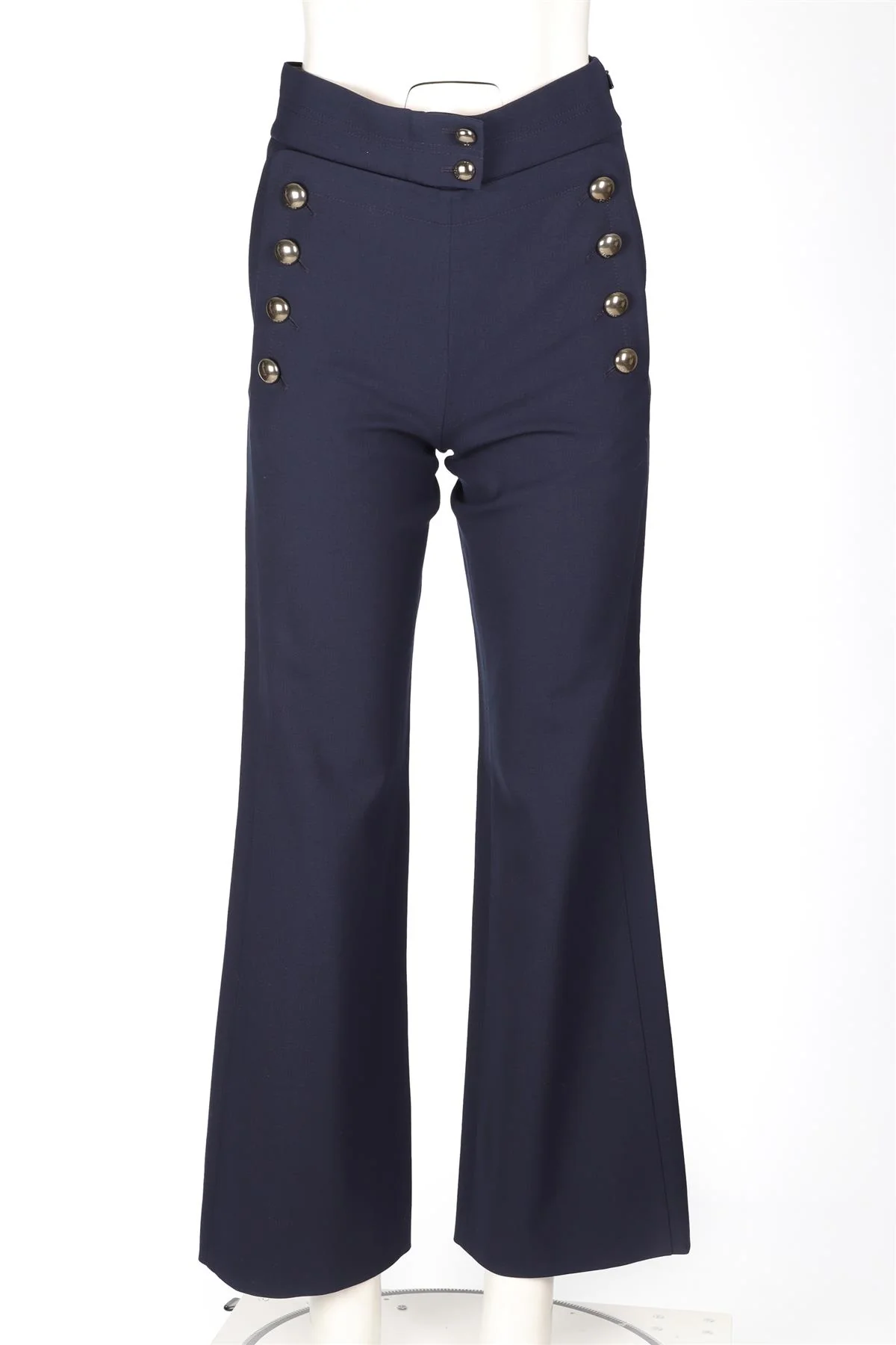 CHLOÉ NAVY WOOL WIDE LEG PANTS FR 34 UK 6 - Image 2
