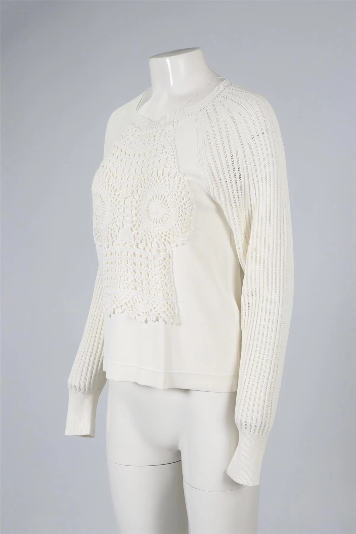 CHLOÉ WHITE COTTON BLEND SWEATER SMALL - Image 3