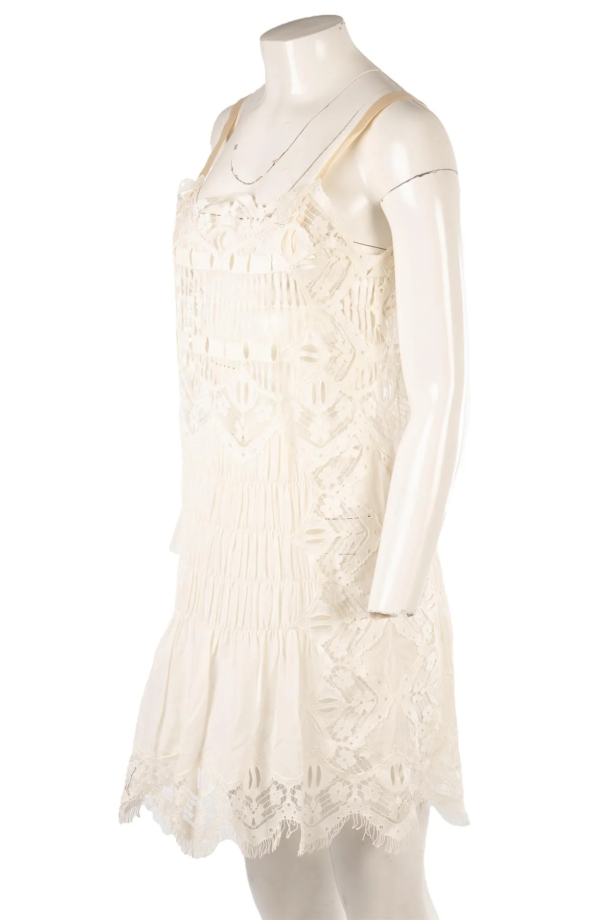 CHLOÉ WHITE SILK MINI DRESS FR 34 UK 6 - Image 3