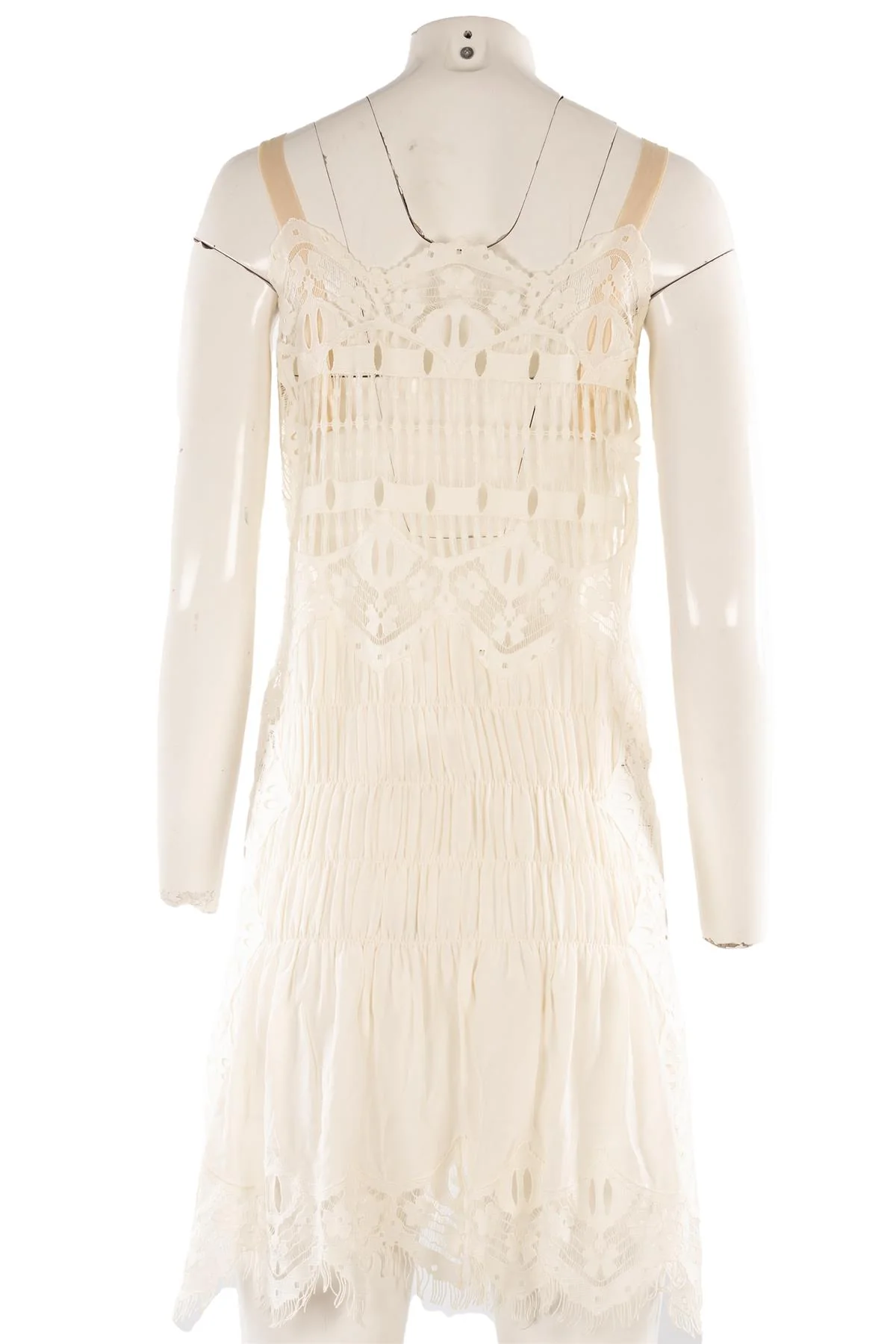 CHLOÉ WHITE SILK MINI DRESS FR 34 UK 6 - Image 4