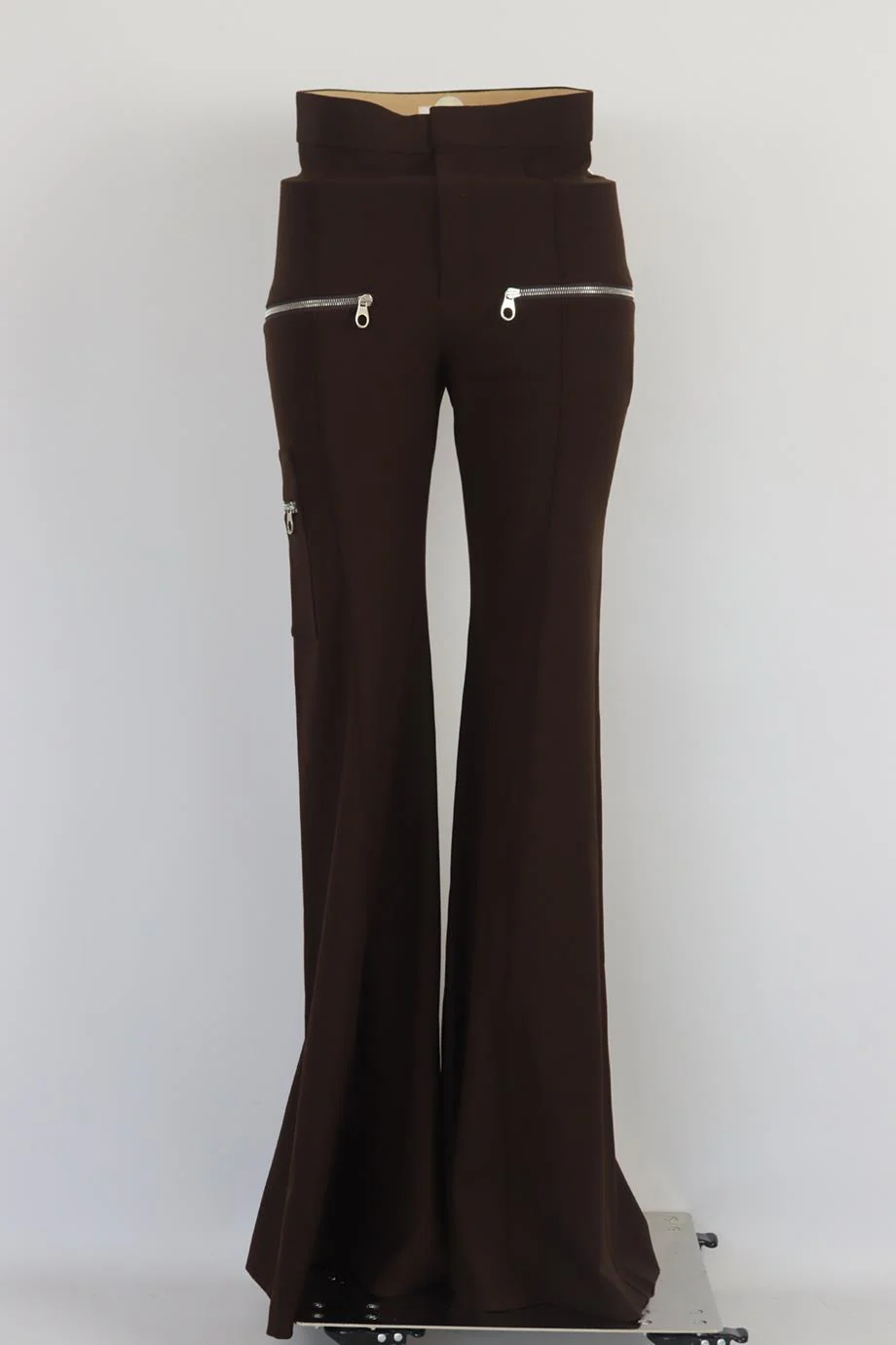 CHLOÉ ZIP DETAILED STRETCH WOOL FLARED PANTS FR 36 UK 8 - Image 2