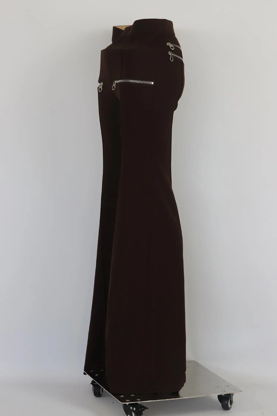CHLOÉ ZIP DETAILED STRETCH WOOL FLARED PANTS FR 36 UK 8 - Image 3