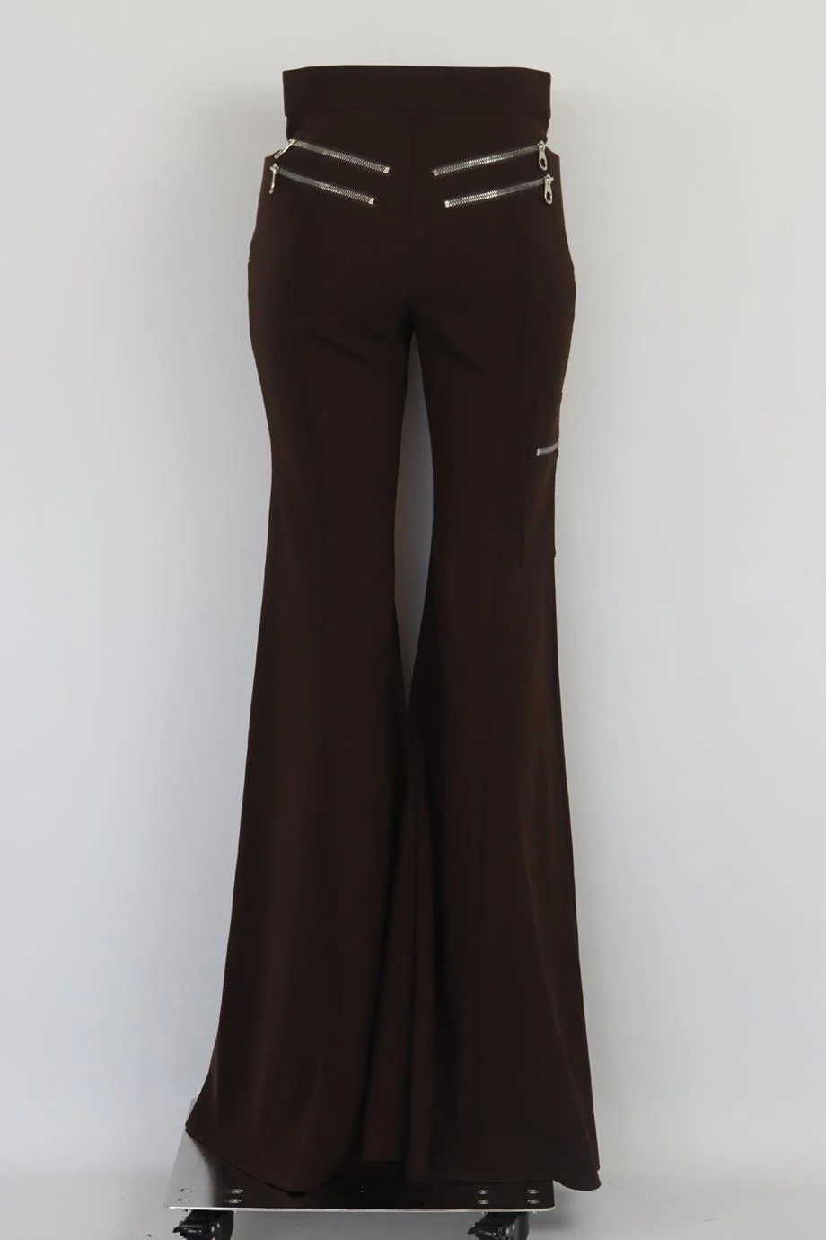 CHLOÉ ZIP DETAILED STRETCH WOOL FLARED PANTS FR 36 UK 8 - Image 4