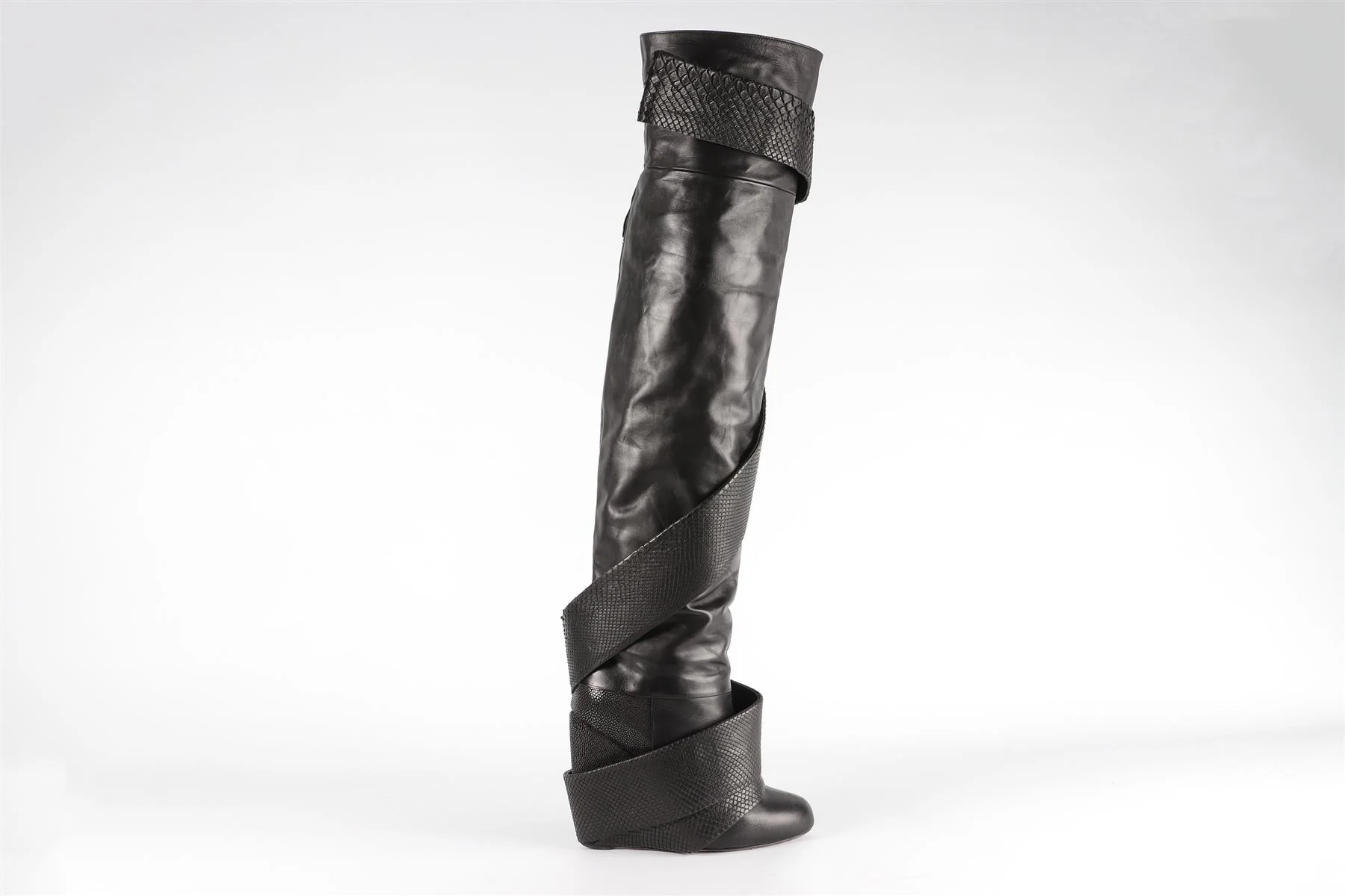 CHRISSIE MORRIS BLACK LEATHER OVER THE KNEE BOOTS EU 38 UK 5 US 8 - Image 2