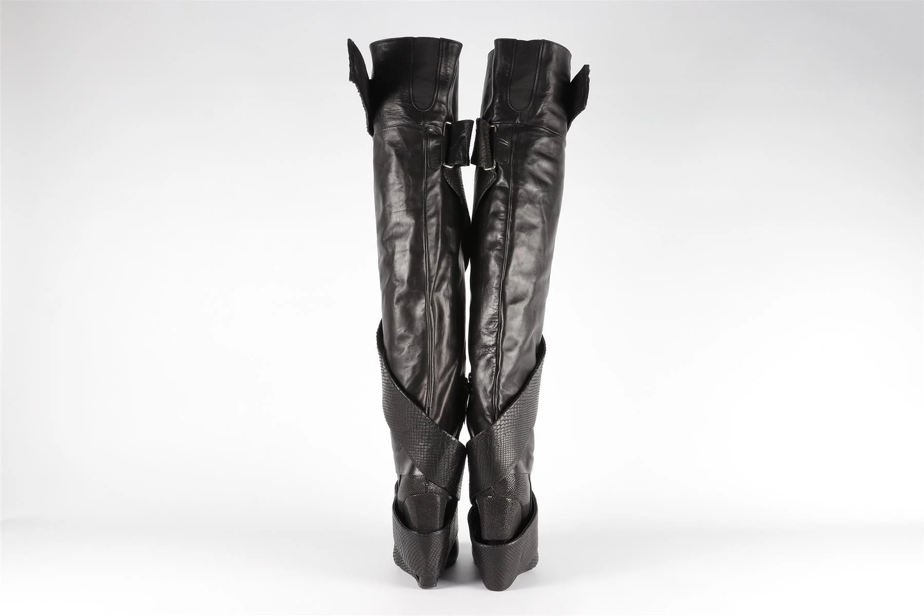 CHRISSIE MORRIS BLACK LEATHER OVER THE KNEE BOOTS EU 38 UK 5 US 8 - Image 5
