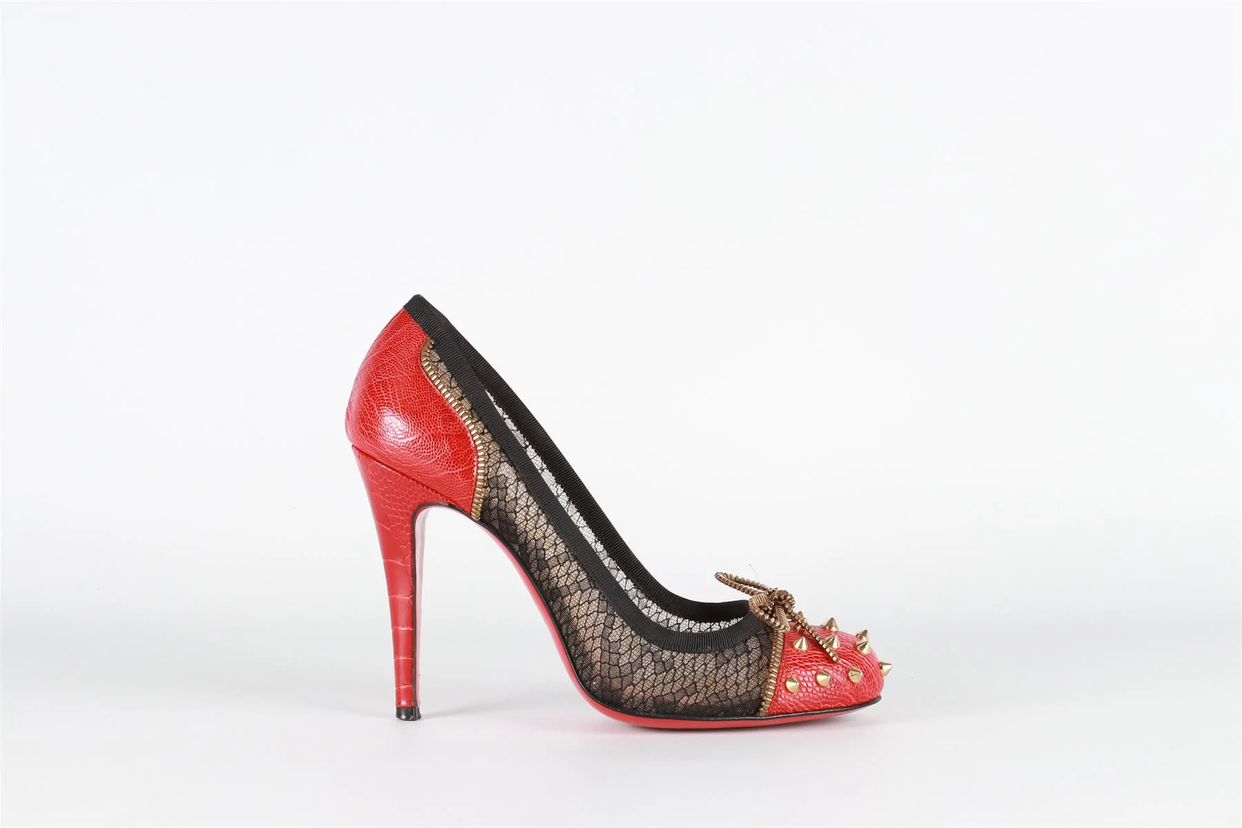 CHRISTAIN LOUBOUTIN RED LACE AND LEATHER PUMPS EU 38.5 UK 4.5 US 7.5 - Image 2