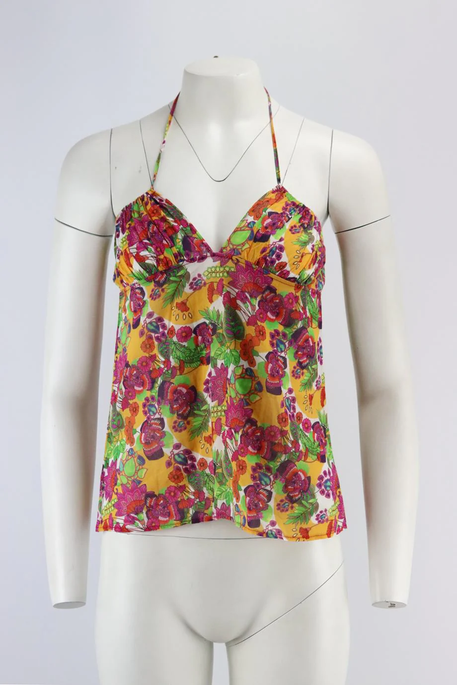 CHRISTIAN DIOR 2004 FLORAL PRINT COTTON HALTERNECK TOP FR 38 UK 10 - Image 2