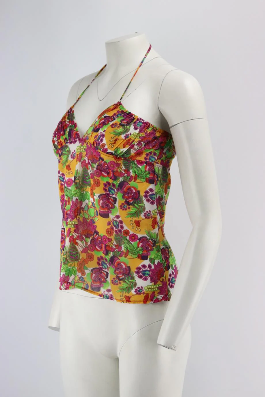 CHRISTIAN DIOR 2004 FLORAL PRINT COTTON HALTERNECK TOP FR 38 UK 10 - Image 3