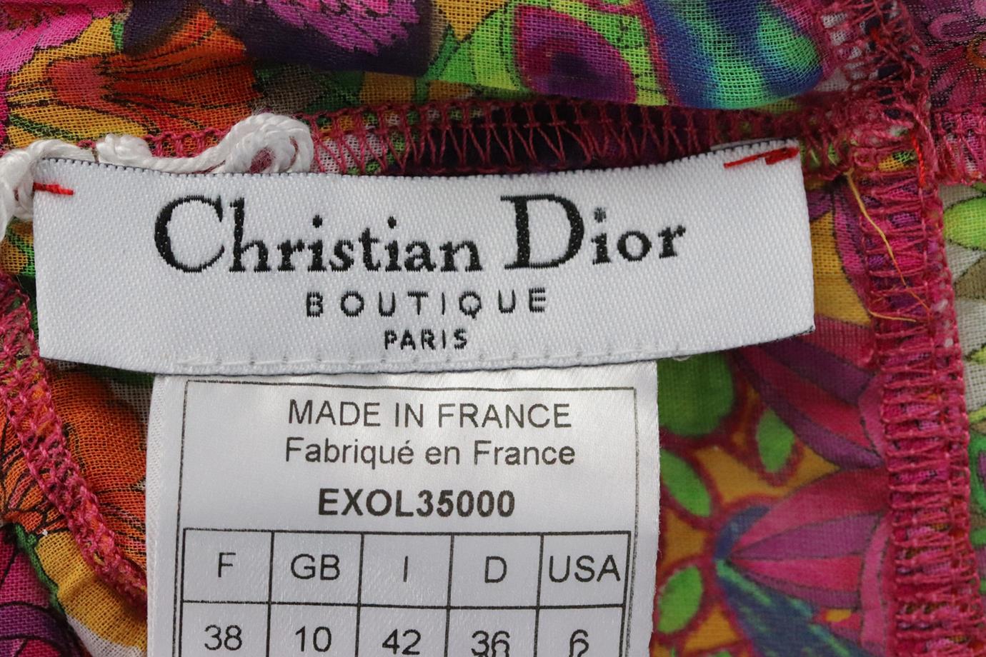 CHRISTIAN DIOR 2004 FLORAL PRINT COTTON HALTERNECK TOP FR 38 UK 10 - Image 5