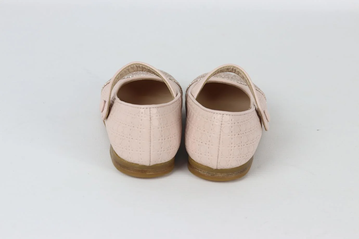 CHRISTIAN DIOR BABY GIRLS MICROCANNAGE LEATHER BALLERINA FLATS EU 22 UK 5 - Image 4