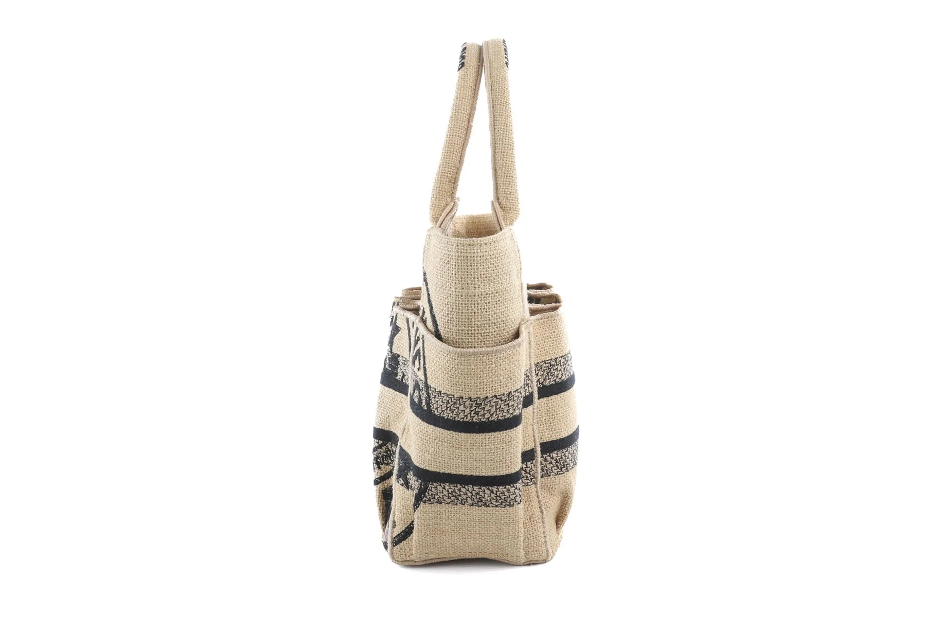 CHRISTIAN DIOR BEIGE 2022 CATHERINE SMALL JUTE TOTE BAG - Image 5