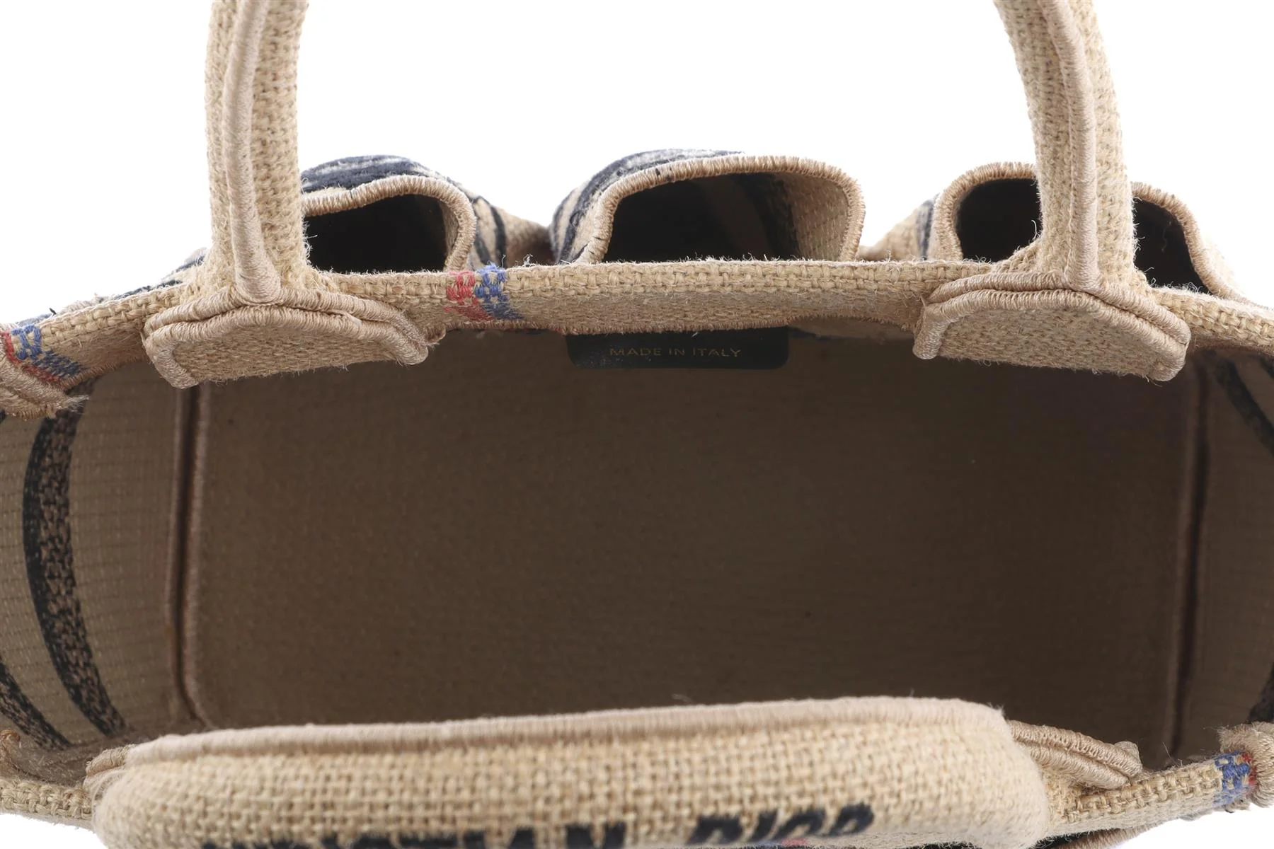 CHRISTIAN DIOR BEIGE 2022 CATHERINE SMALL JUTE TOTE BAG - Image 9