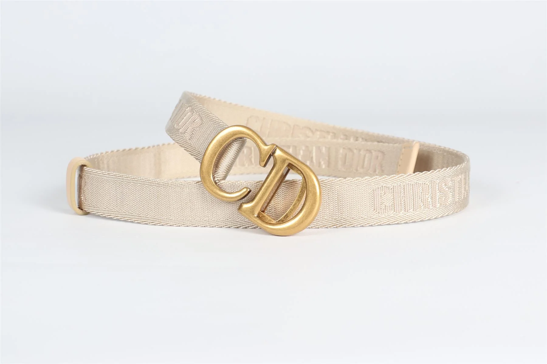CHRISTIAN DIOR BEIGE CD FABRIC WAIST BELT ONE SIZE - Image 4
