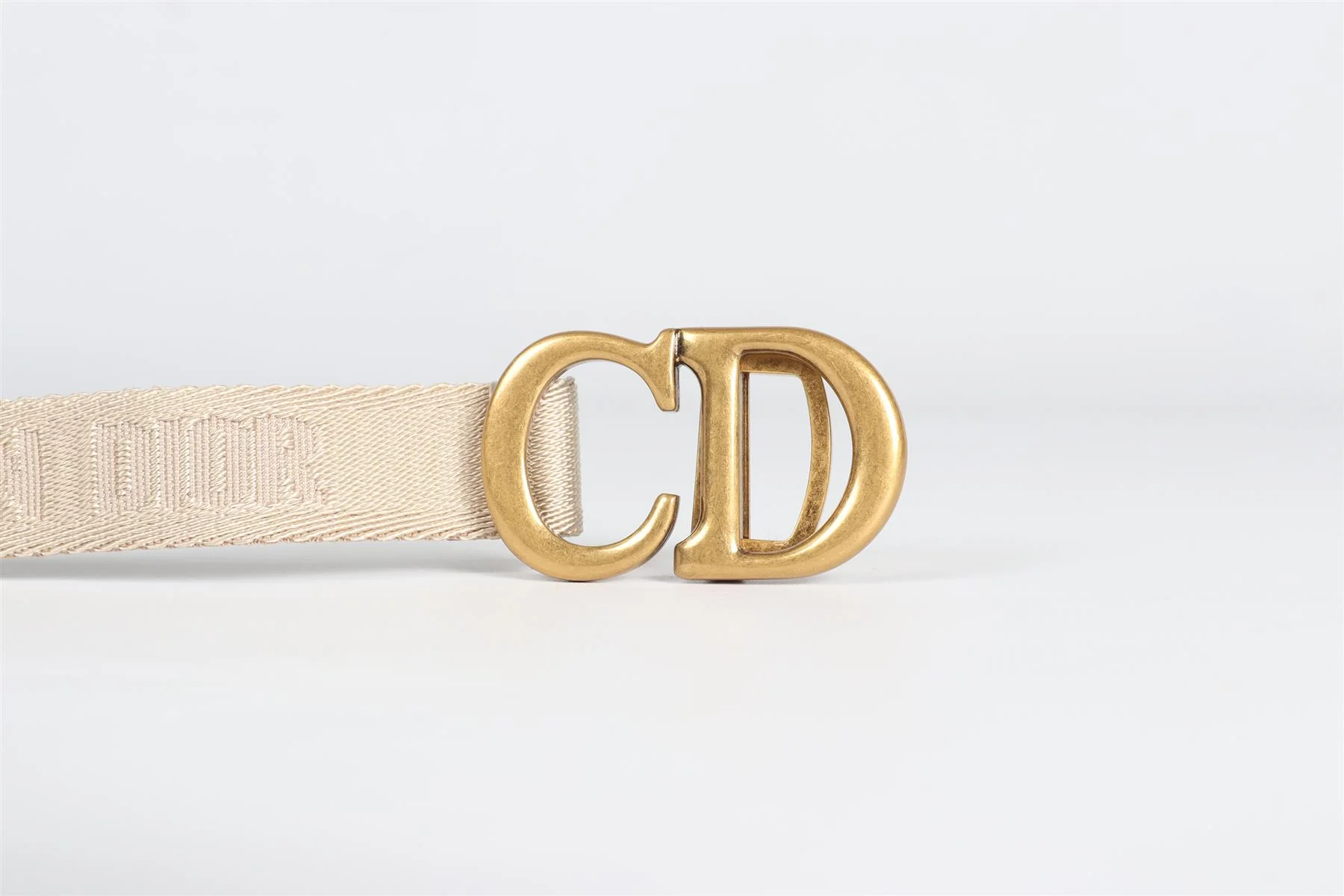 CHRISTIAN DIOR BEIGE CD FABRIC WAIST BELT ONE SIZE - Image 5