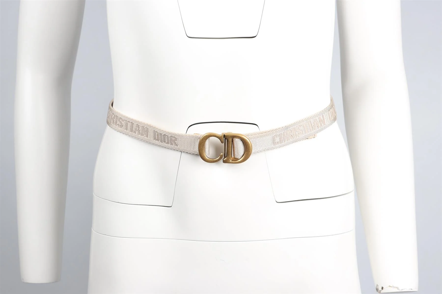 CHRISTIAN DIOR BEIGE CD FABRIC WAIST BELT ONE SIZE - Image 7