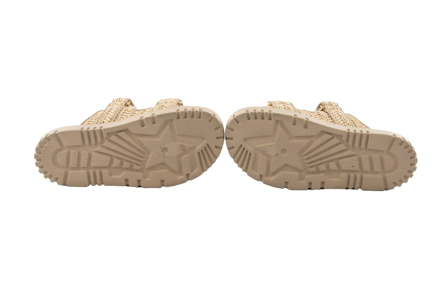 CHRISTIAN DIOR BEIGE DIORACT RAFFIA SLIDES EU 37.5 UK 4.5 US 7.5 - Image 6