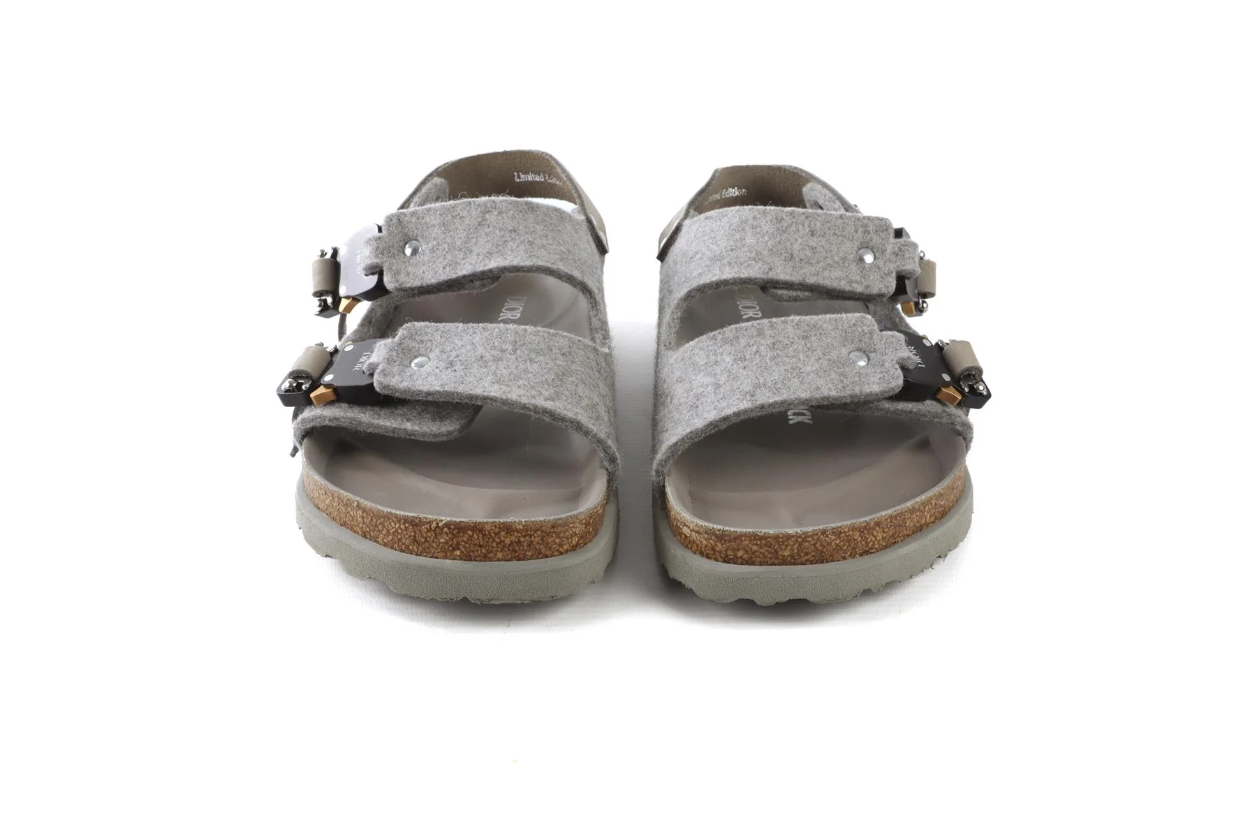 CHRISTIAN DIOR + BIRKENSTOCK GREY MILANO FELT SANDALS EU 39 UK 6 US 9 - Image 3