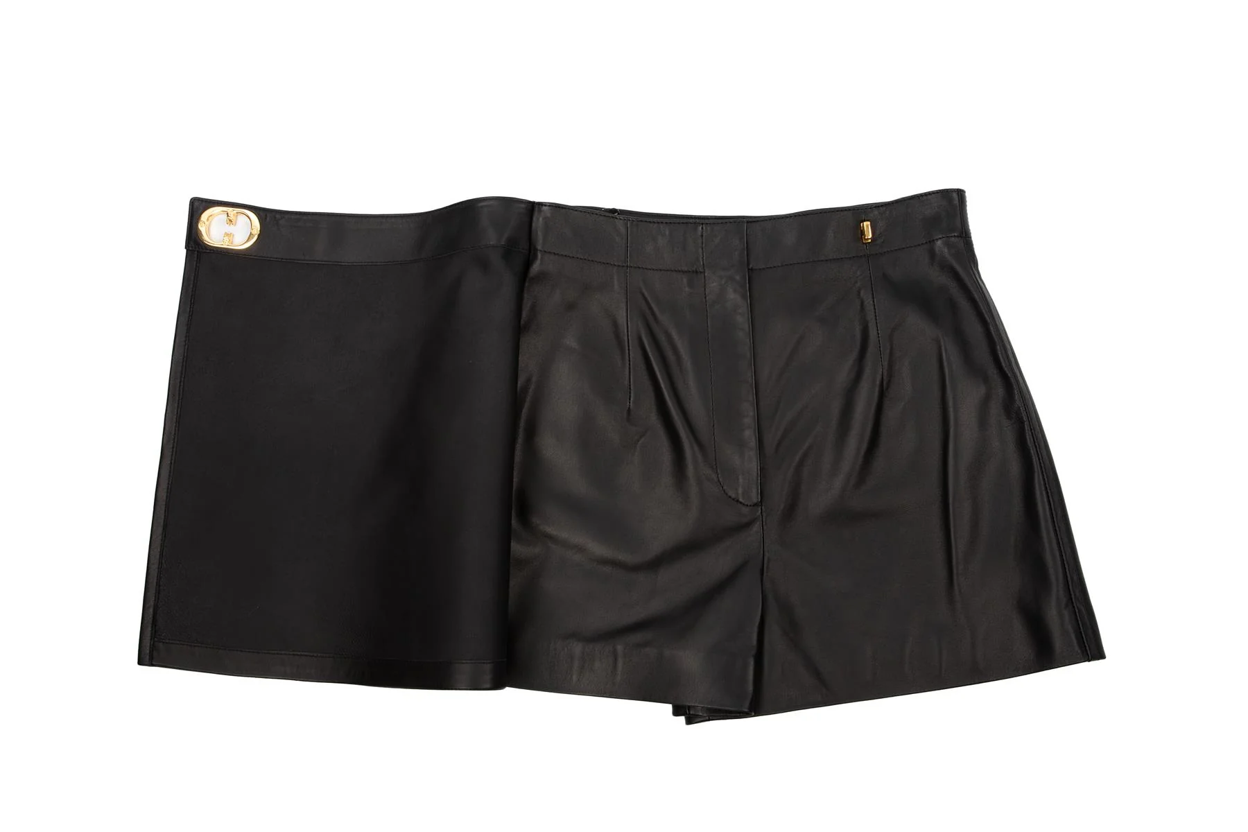CHRISTIAN DIOR BLACK CD LEATHER MINI SKORT FR 38 UK 10 - Image 4